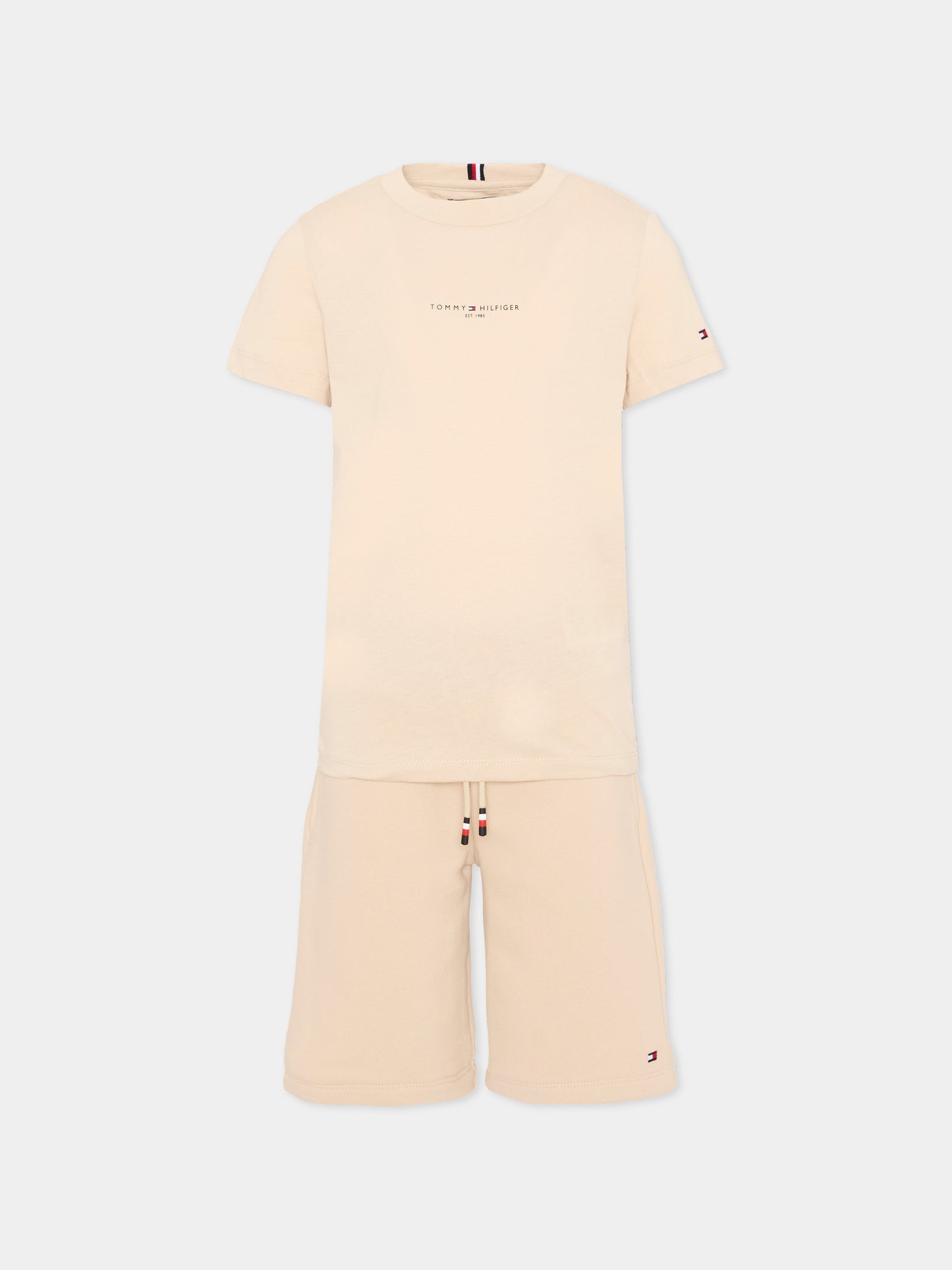 Completo sportivo beige per bambino con logo,Tommy Hilfiger Junior,KB0KB09666 ACI