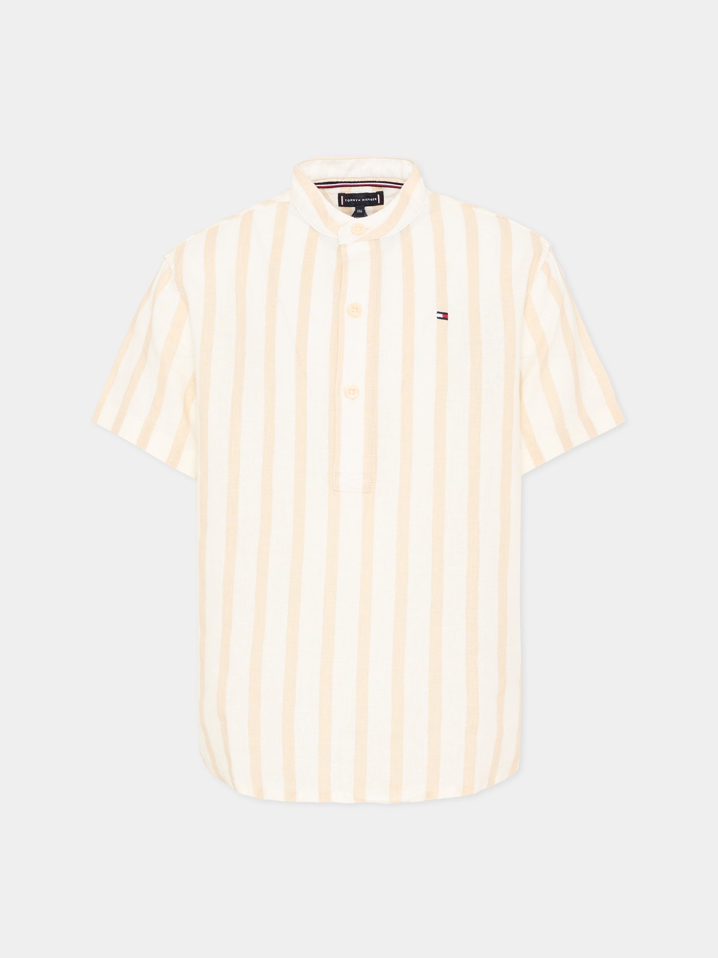 Camicia beige a righe per bambino,Tommy Hilfiger Junior,KB0KB10209 ACI