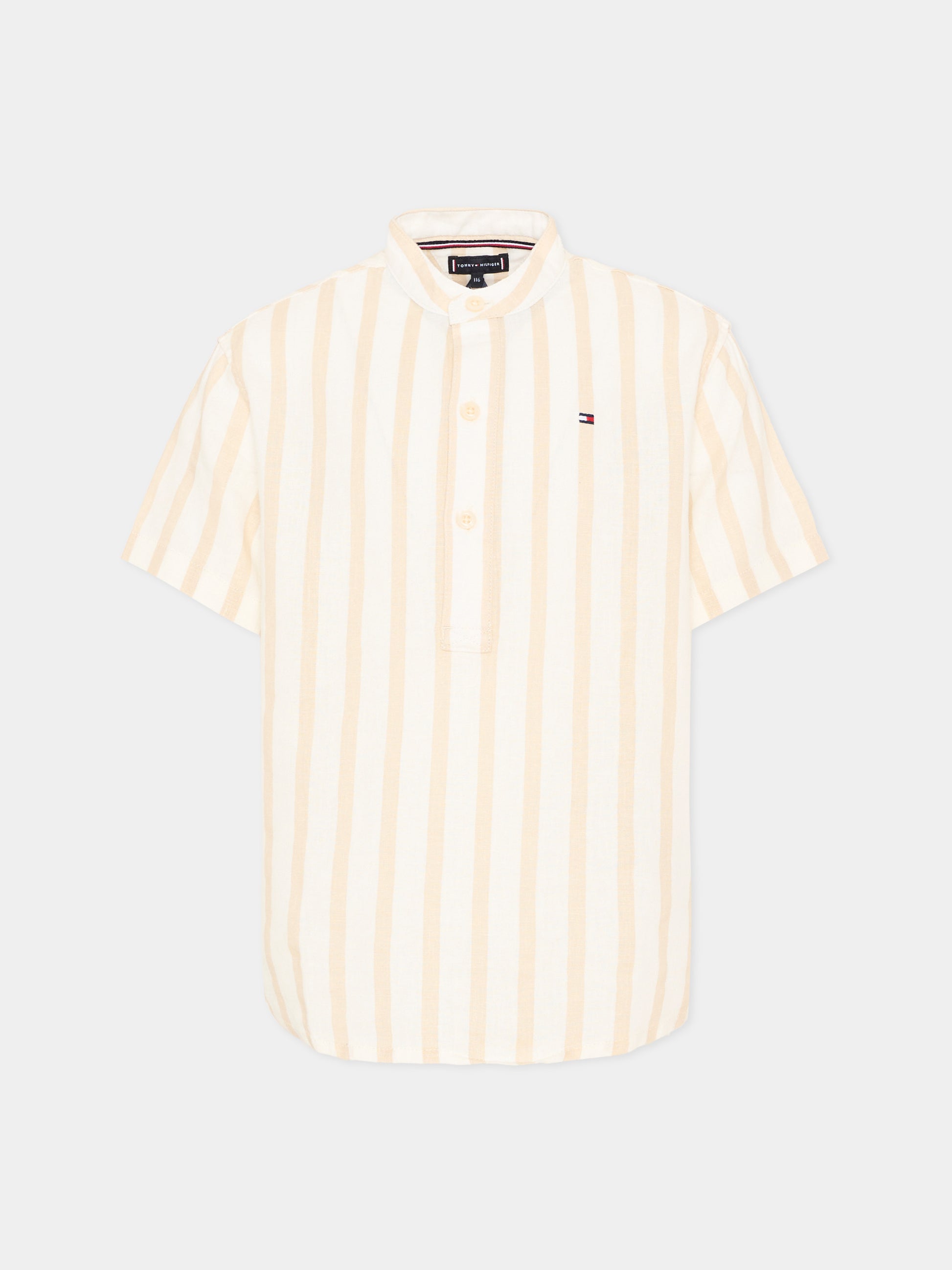 Camicia beige a righe per bambino,Tommy Hilfiger Junior,KB0KB10209 ACI