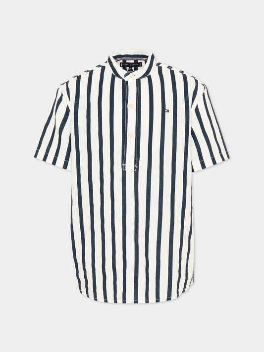 Camicia blu a righe per bambino,Tommy Hilfiger Junior,KB0KB10209 C1G