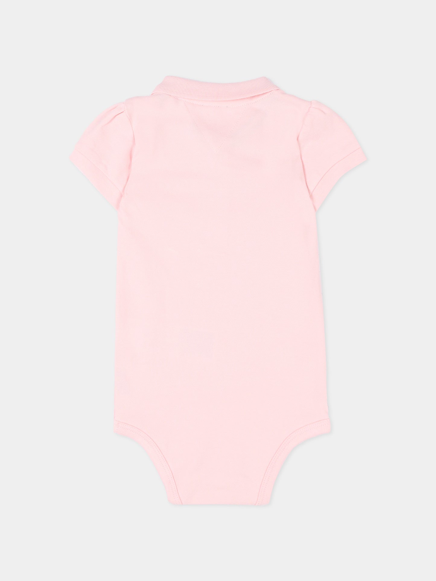 Body rosa polo per neonata con logo,Tommy Hilfiger Junior,KN0KN02372 TH3