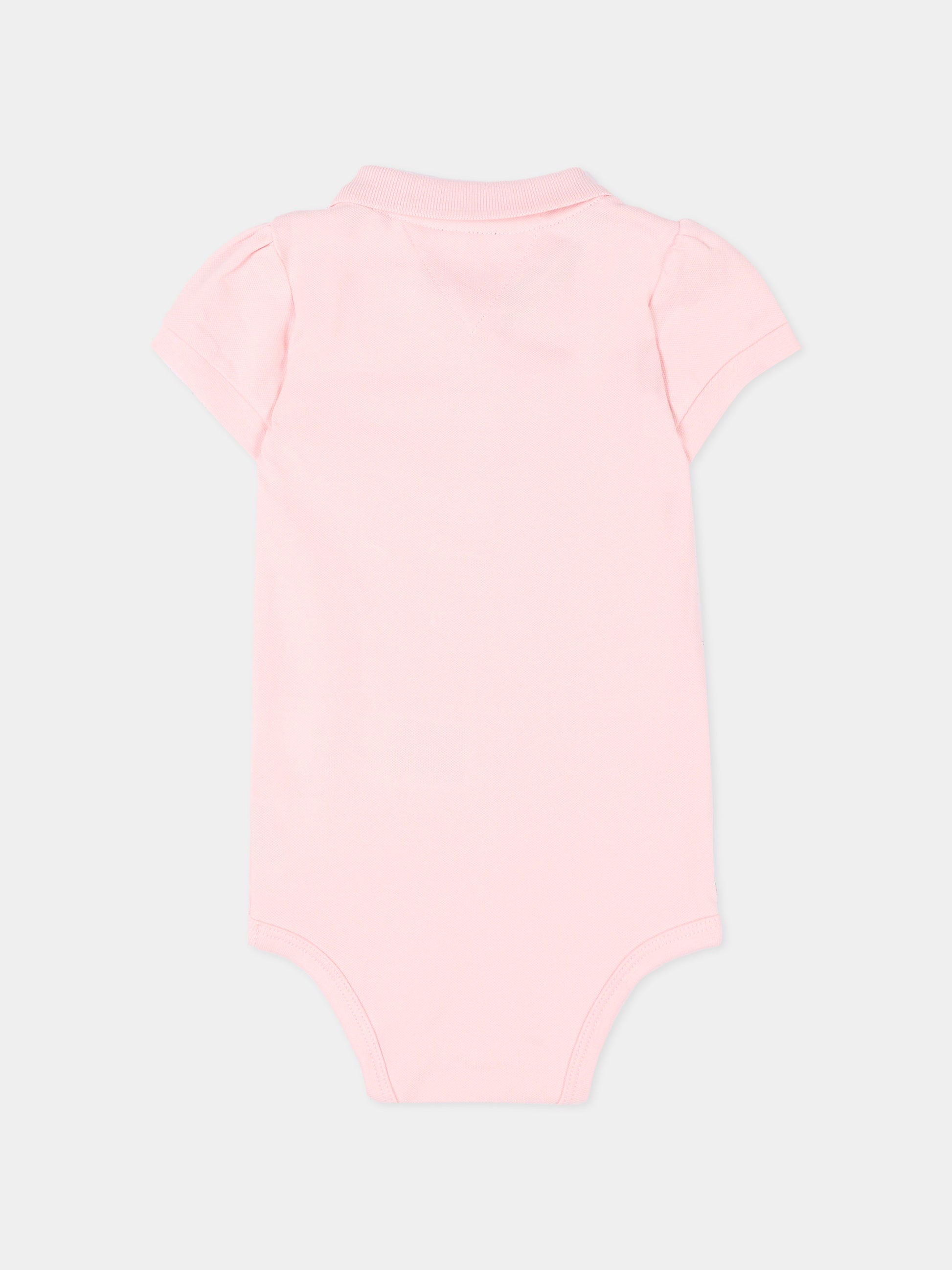Body rosa polo per neonata con logo,Tommy Hilfiger Junior,KN0KN02372 TH3