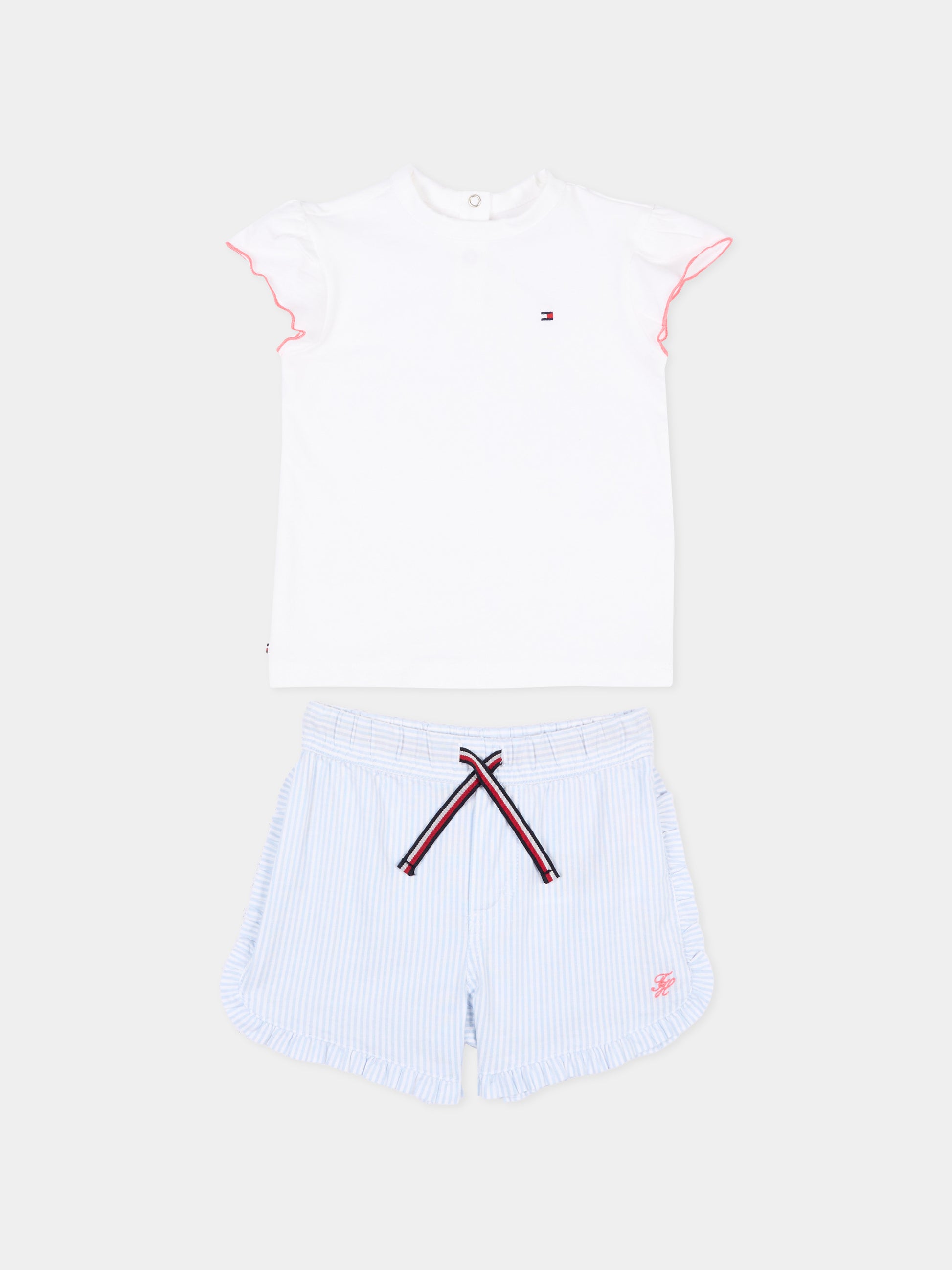 Completo sportivo bianco per neonata rigato,Tommy Hilfiger Junior,KN0KN02397 0A4