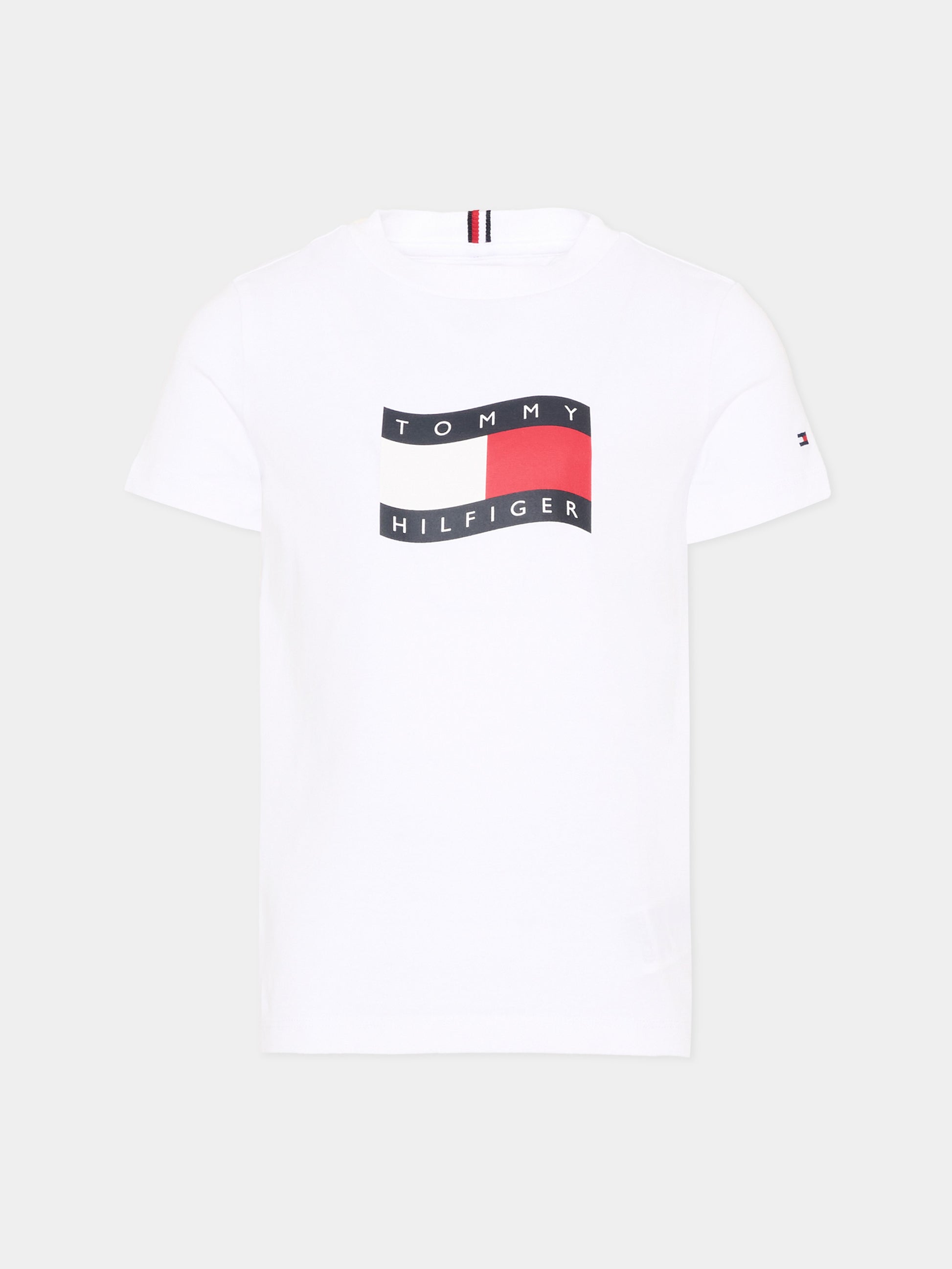 T-Shirt bianca per bambini con logo,Tommy Hilfiger Junior,KB0KB10275 YBR