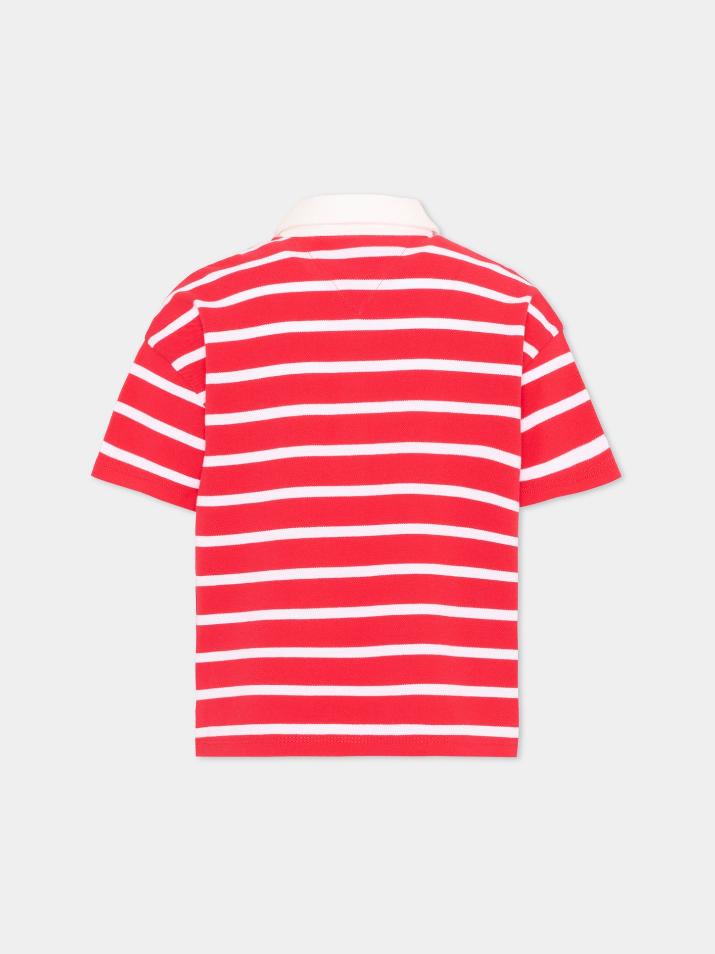 Polo rossa a righe per bambina,Tommy Hilfiger Junior,KG0KG09204 XK3