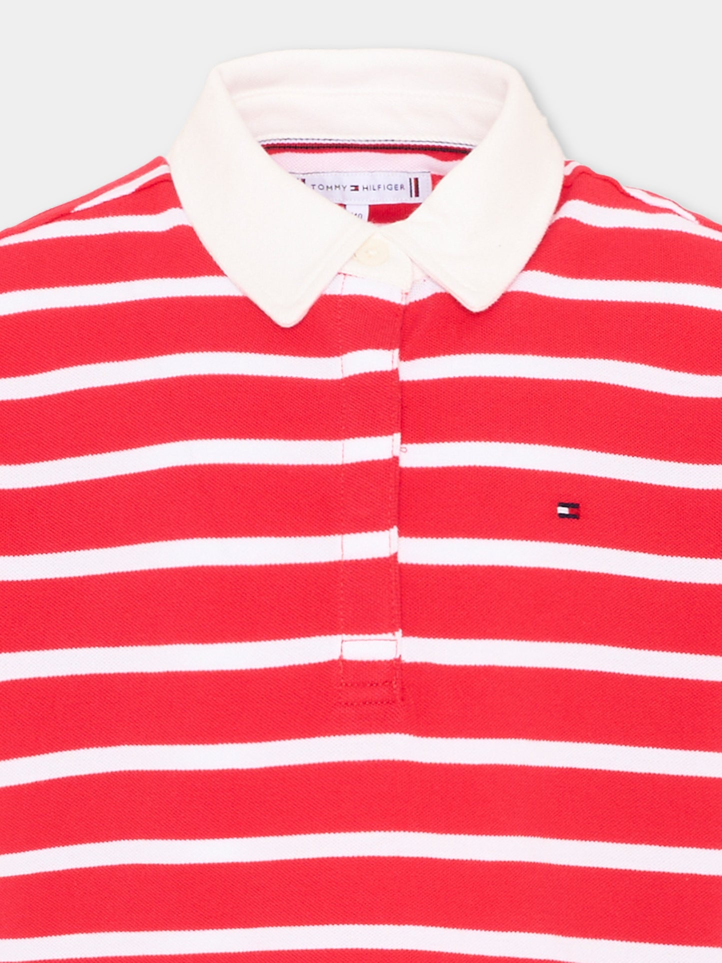 Polo rossa a righe per bambina,Tommy Hilfiger Junior,KG0KG09204 XK3