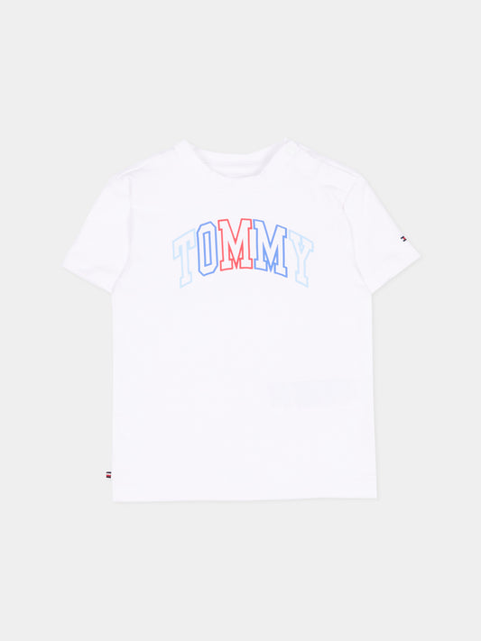 T-Shirt bianca per neonato con logo,Tommy Hilfiger Junior,KN0KN02354 YBR