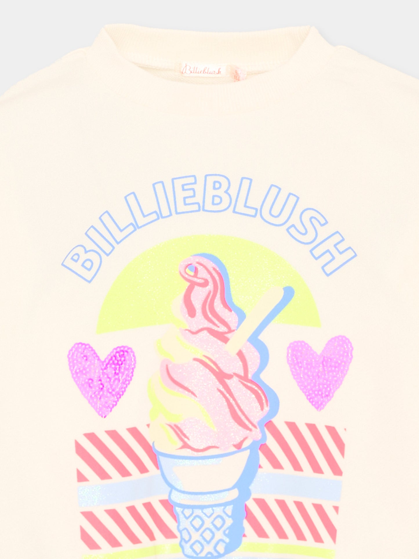 Felpa avorio per bambina con logo,Billieblush,U20882 121