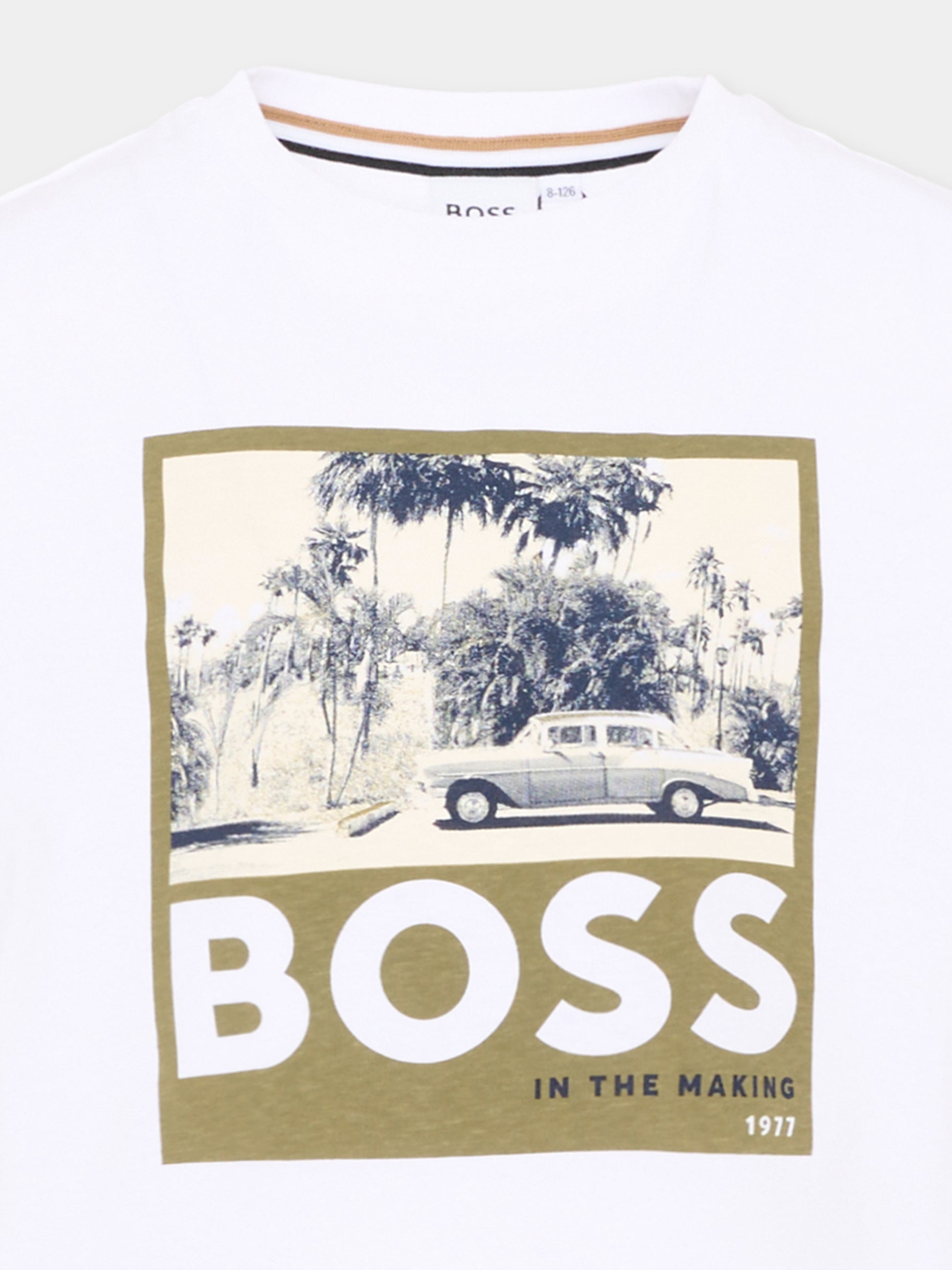 T-Shirt bianca per bambino con logo,Boss,J52032 673