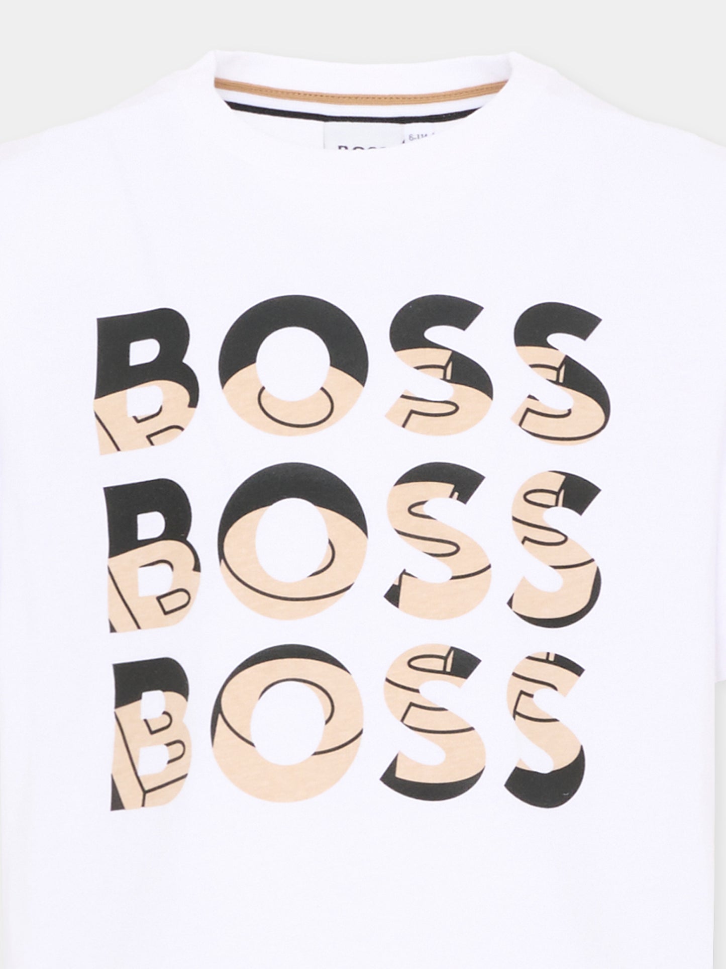 T-Shirt bianca per bambino con logo,Boss,J52038 10P