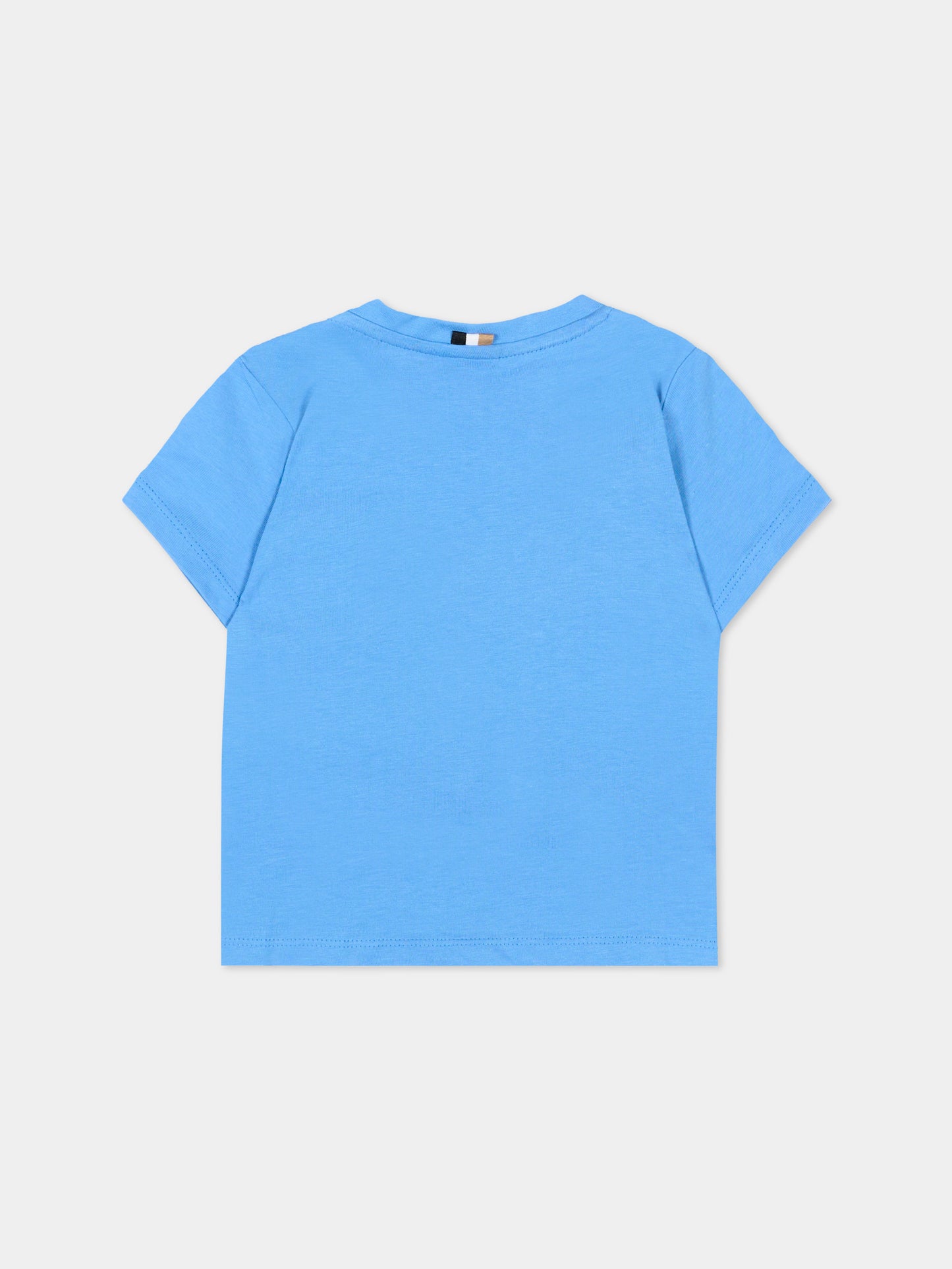 T-Shirt azzurra per neonato con logo,Boss,J52110 84B