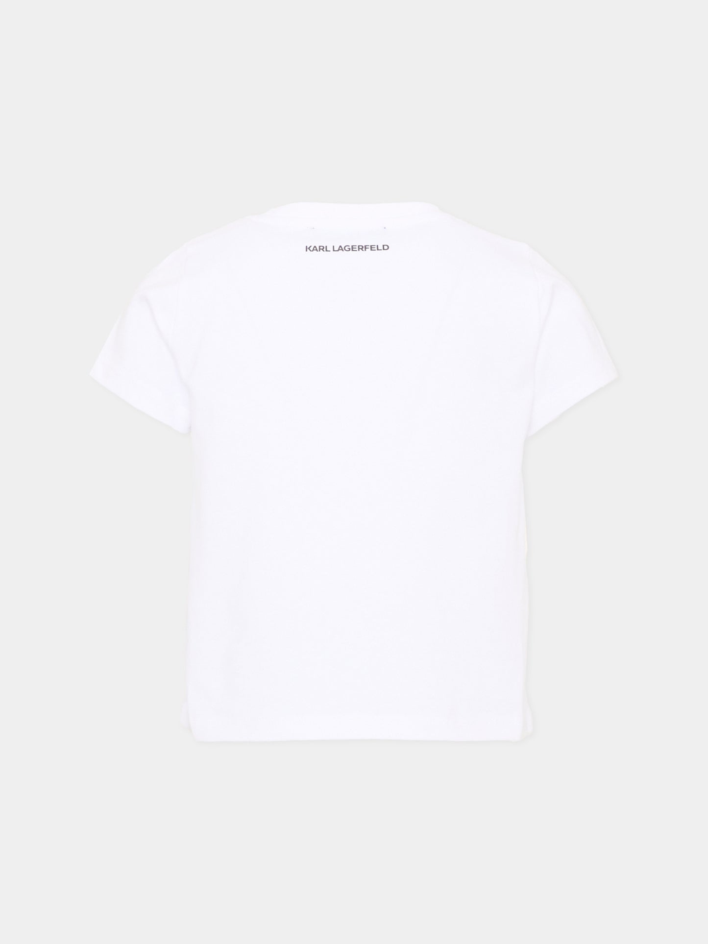 T-shirt bianca per bambina con logo,Karl Lagerfeld Kids,Z30486 10P