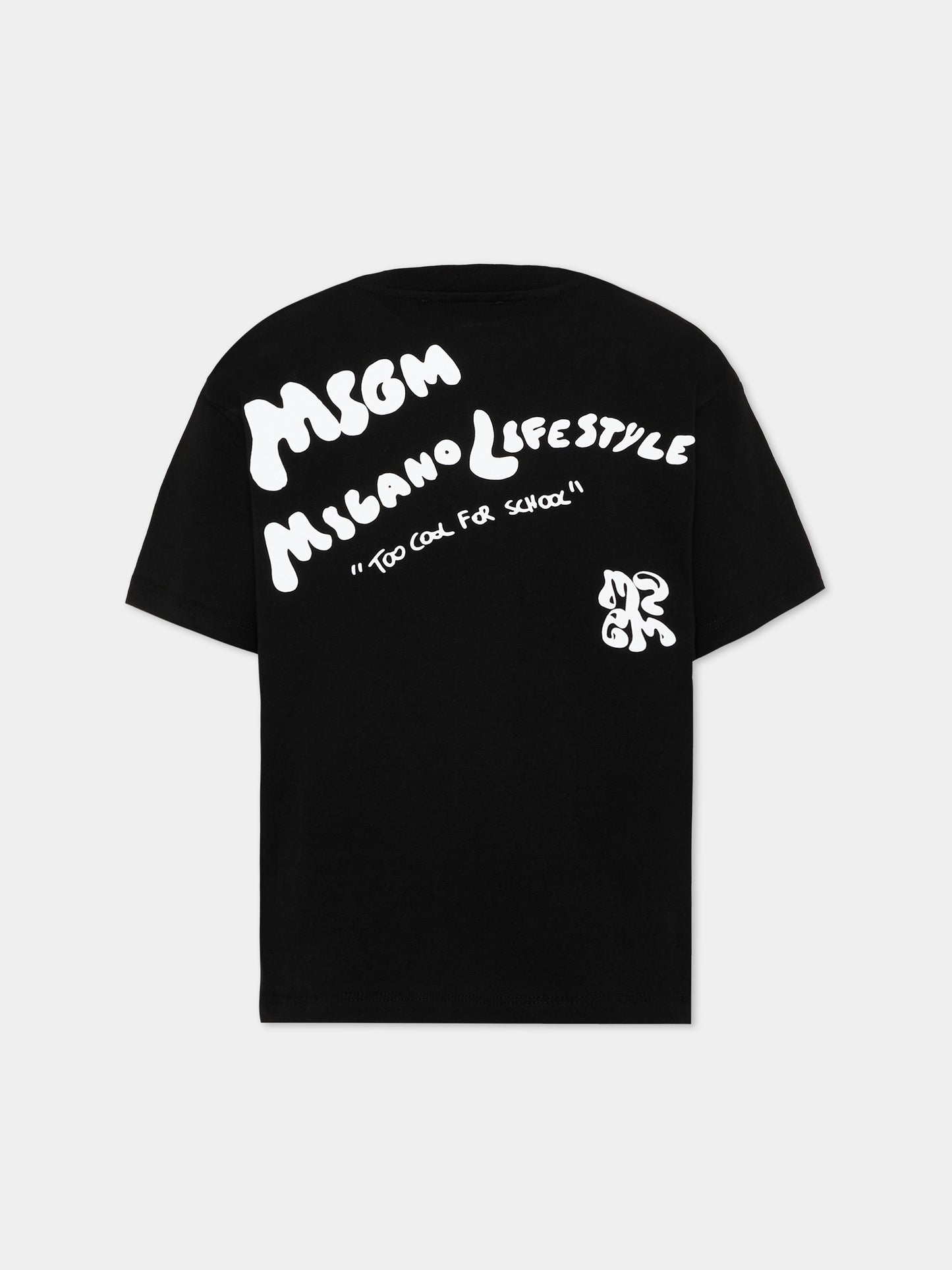 T-Shirt nera per bambino con logo,Msgm Kids,S6MSJBTH257 110