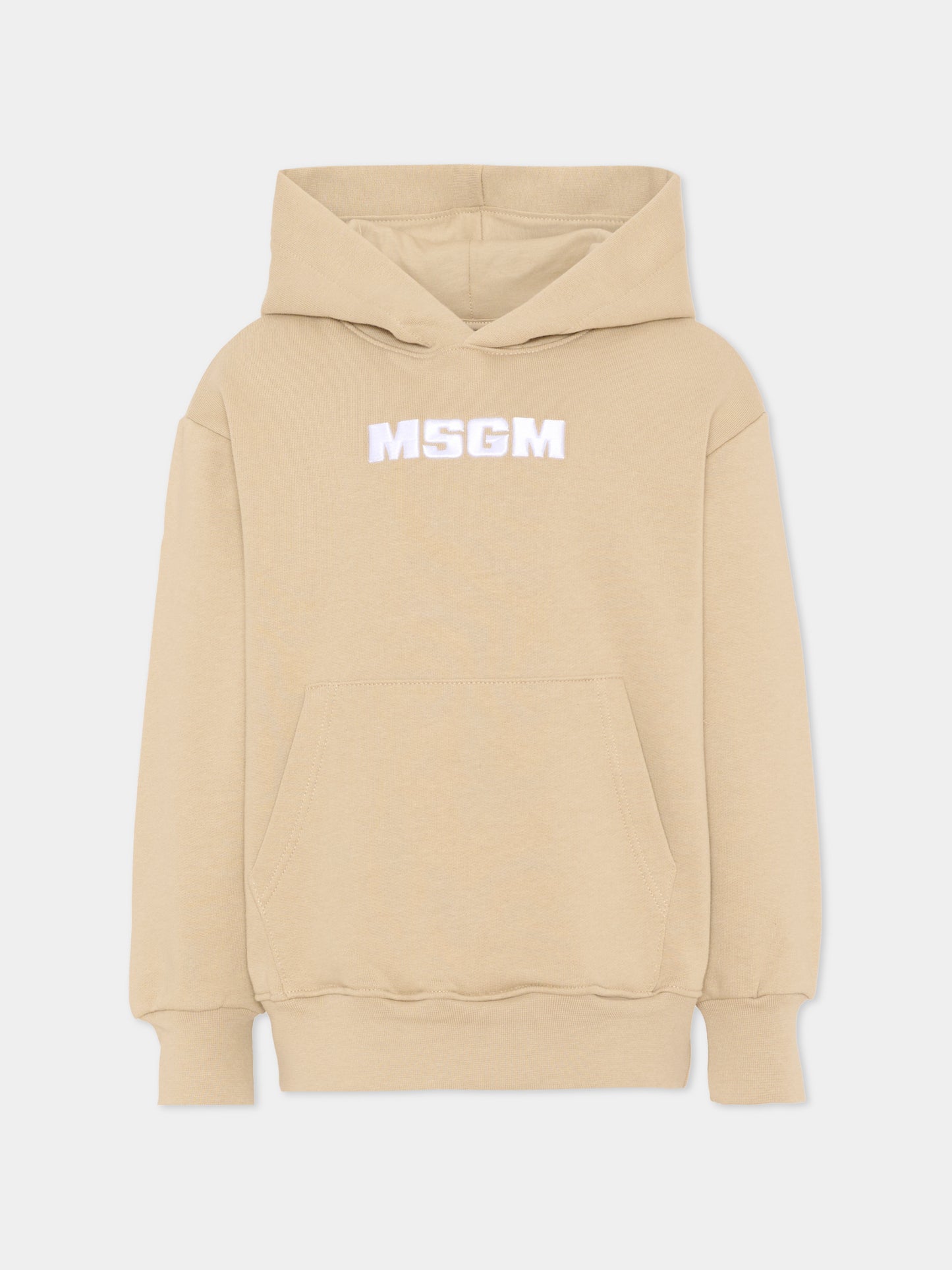 Felpa beige per bambini con logo,Msgm Kids,S6MSJUHS010 092