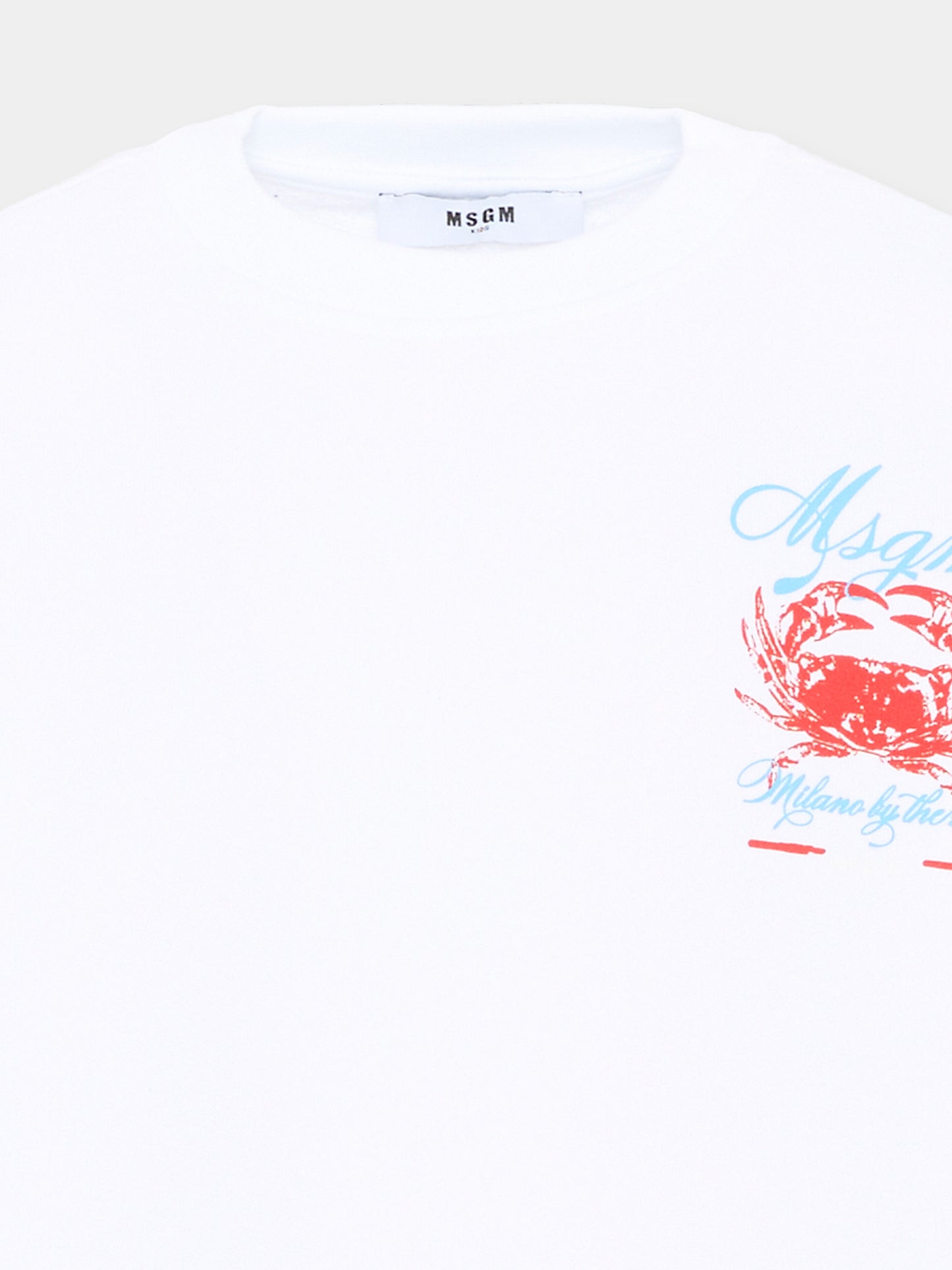 Felpa bianca per bambino con granchio,Msgm Kids,S6MSJBSW294 001