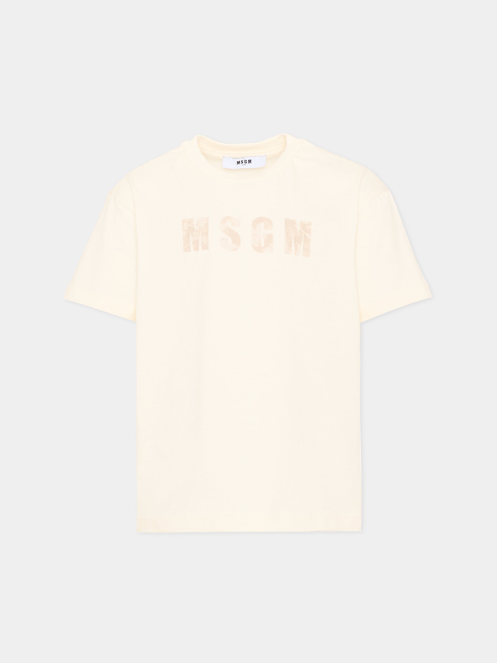 T-Shirt avorio per bambino con logo,Msgm Kids,S6MSJBTH241 013/20