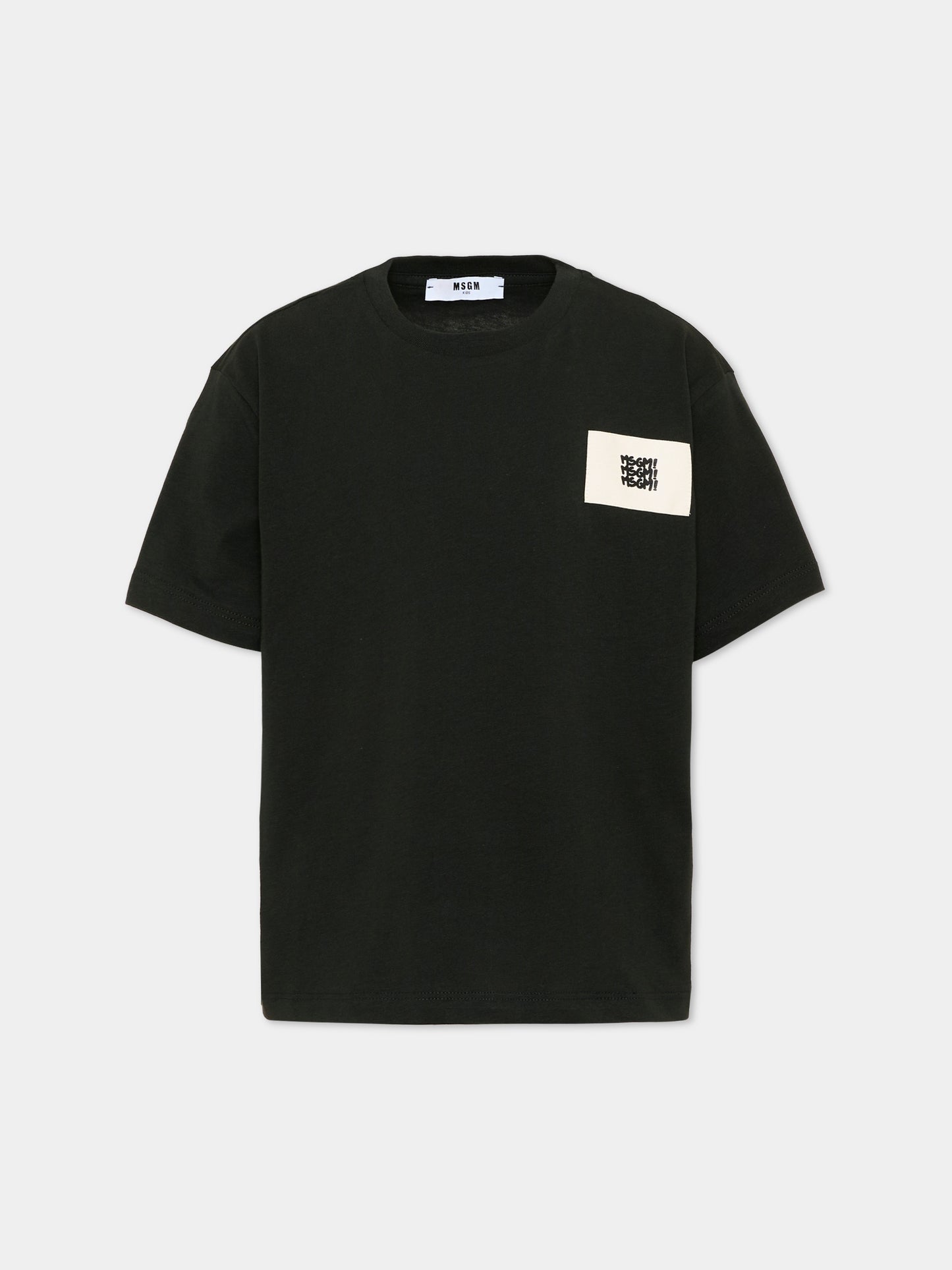 T-Shirt nera per bambino con logo,Msgm Kids,S6MSJBTH226 MS040