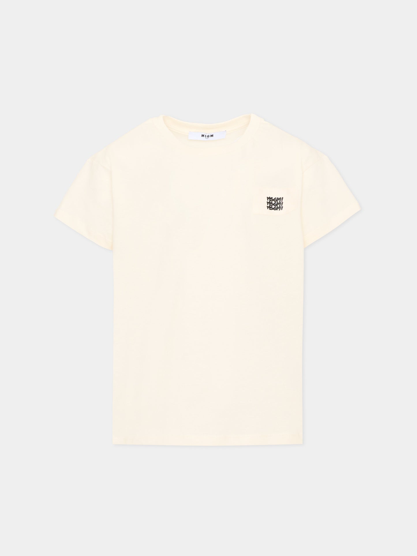 T-Shirt avorio per bambino con logo,Msgm Kids,S6MSJBTH226 013