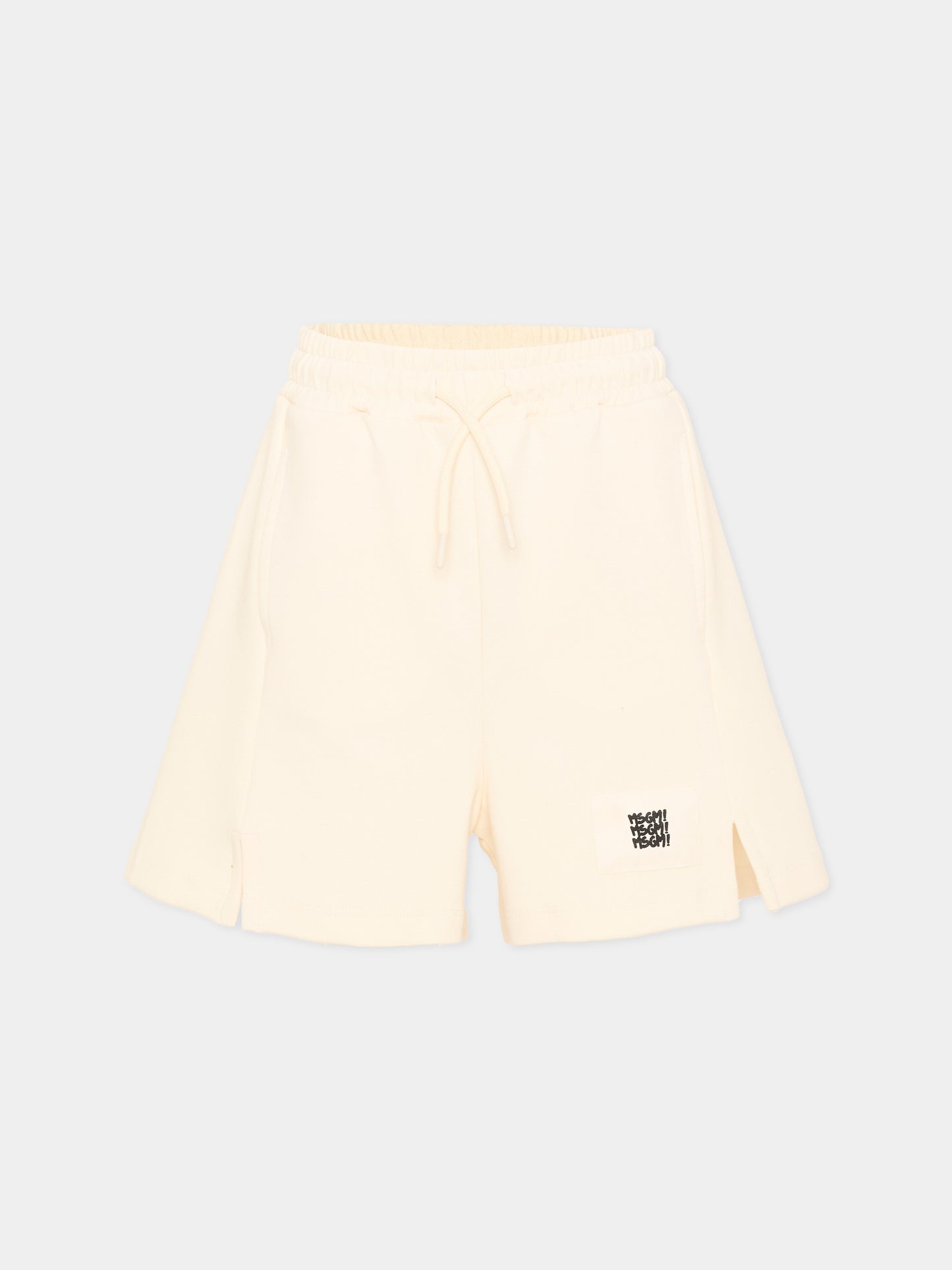 Shorts sportivi avorio per bambino con logo,Msgm Kids,S6MSJBBE228 013