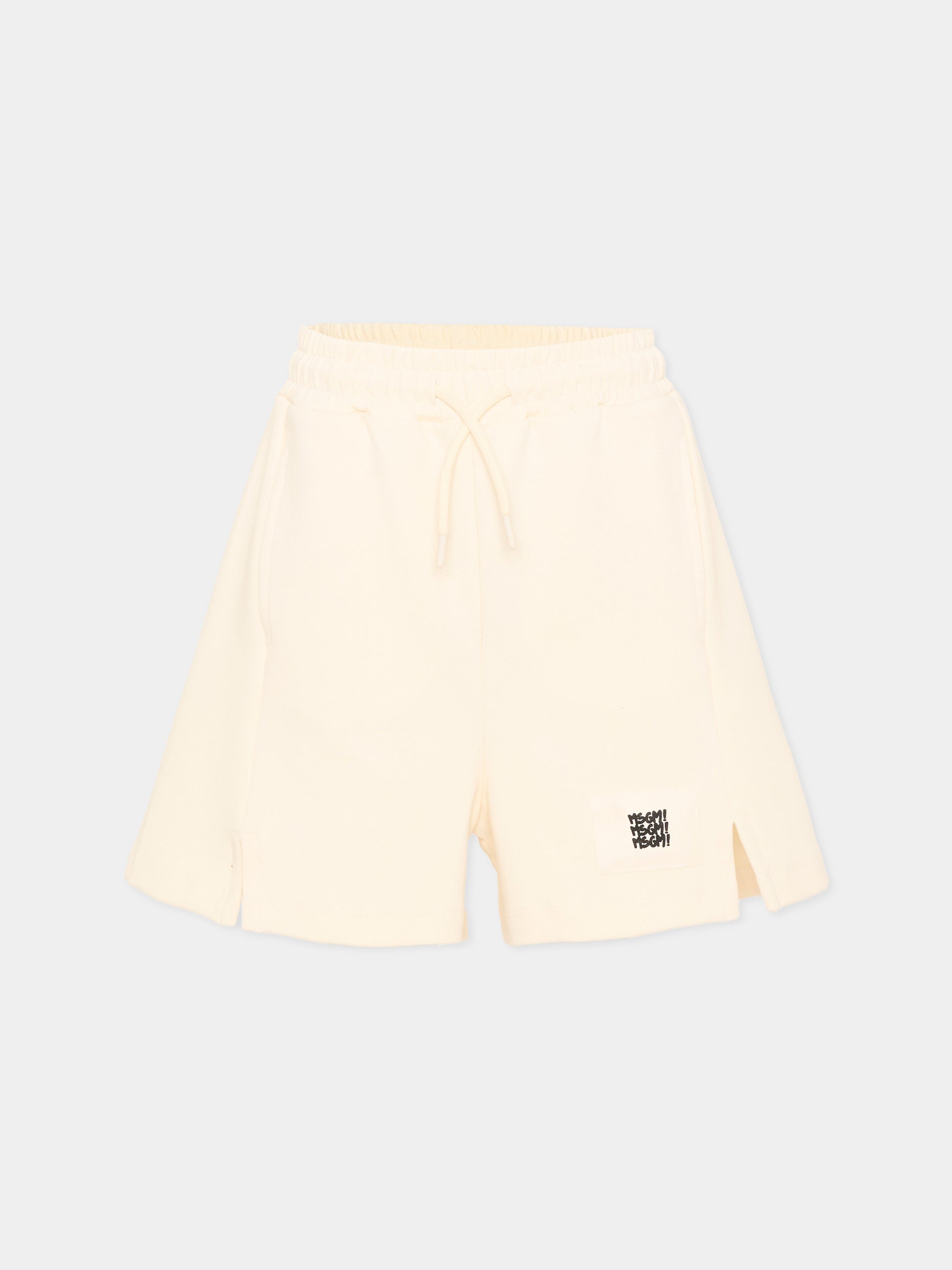 Shorts sportivi avorio per bambino con logo,Msgm Kids,S6MSJBBE228 013