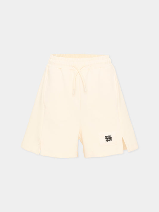 Shorts sportivi avorio per bambino con logo,Msgm Kids,S6MSJBBE228 013