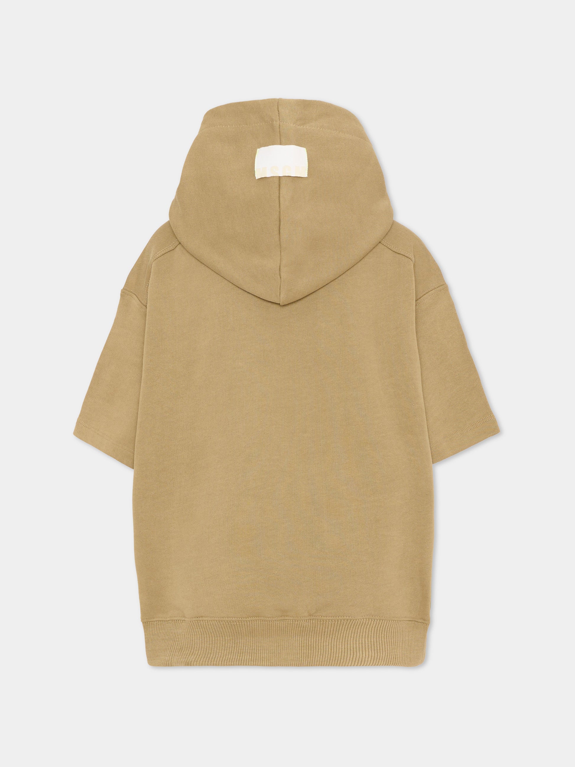 Felpa beige con cappuccio per bambino con logo,Msgm Kids,S6MSJUHS165 094