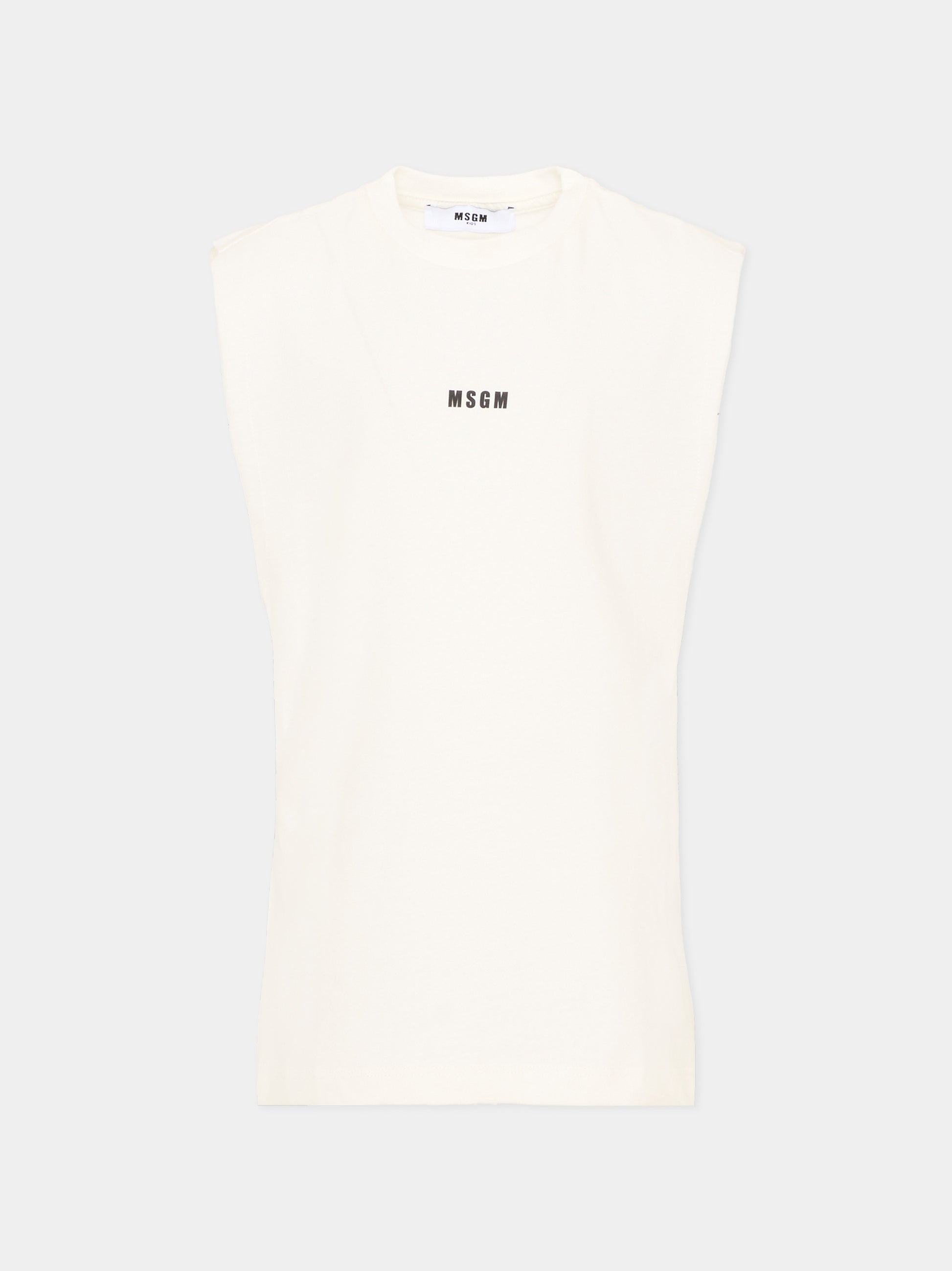 Canotta bianca per bambini con logo,Msgm Kids,S6MSJUTH150 002