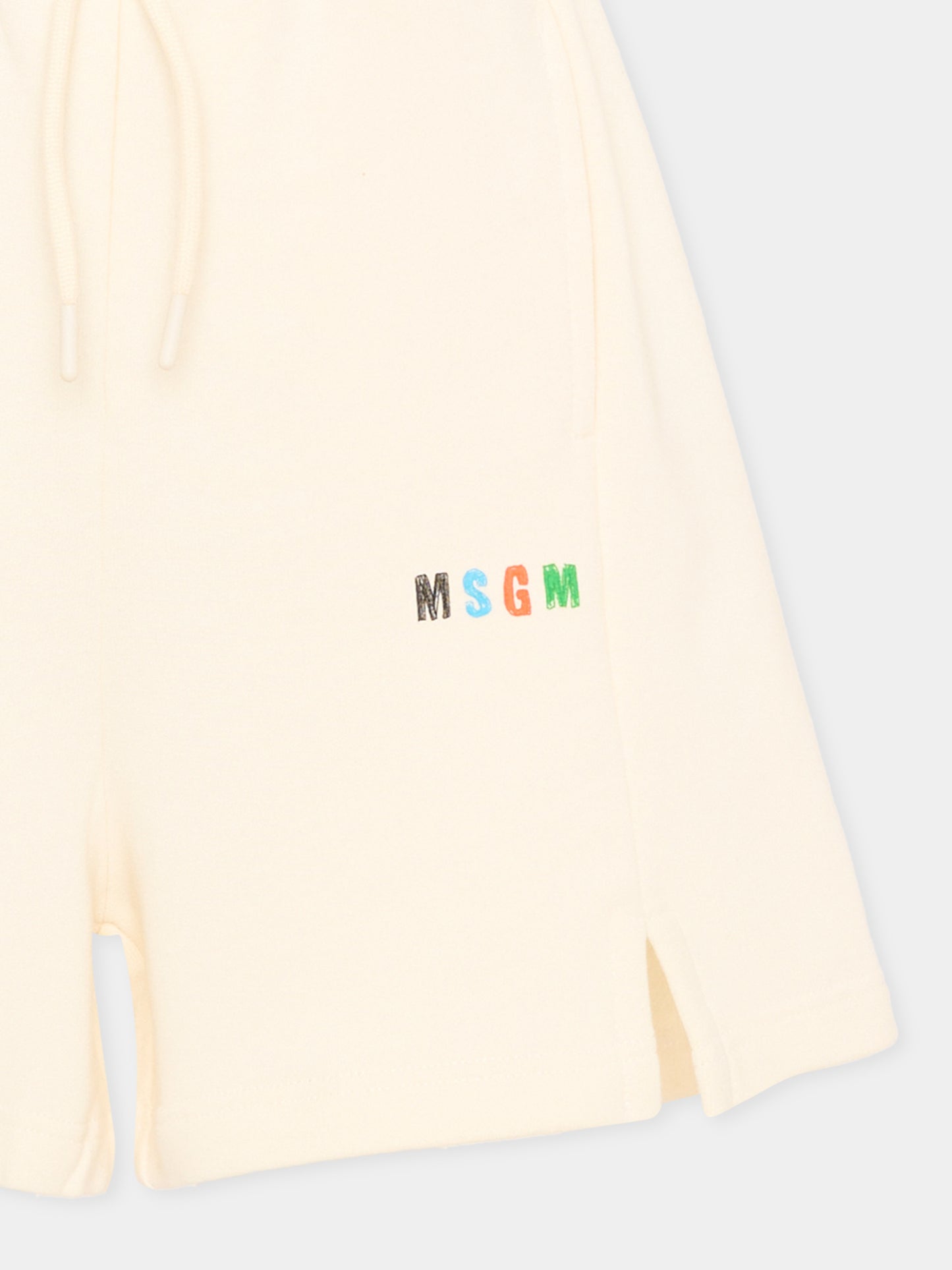 Shorts sportivi avorio per bambino con logo,Msgm Kids,S6MSJBBE235 013