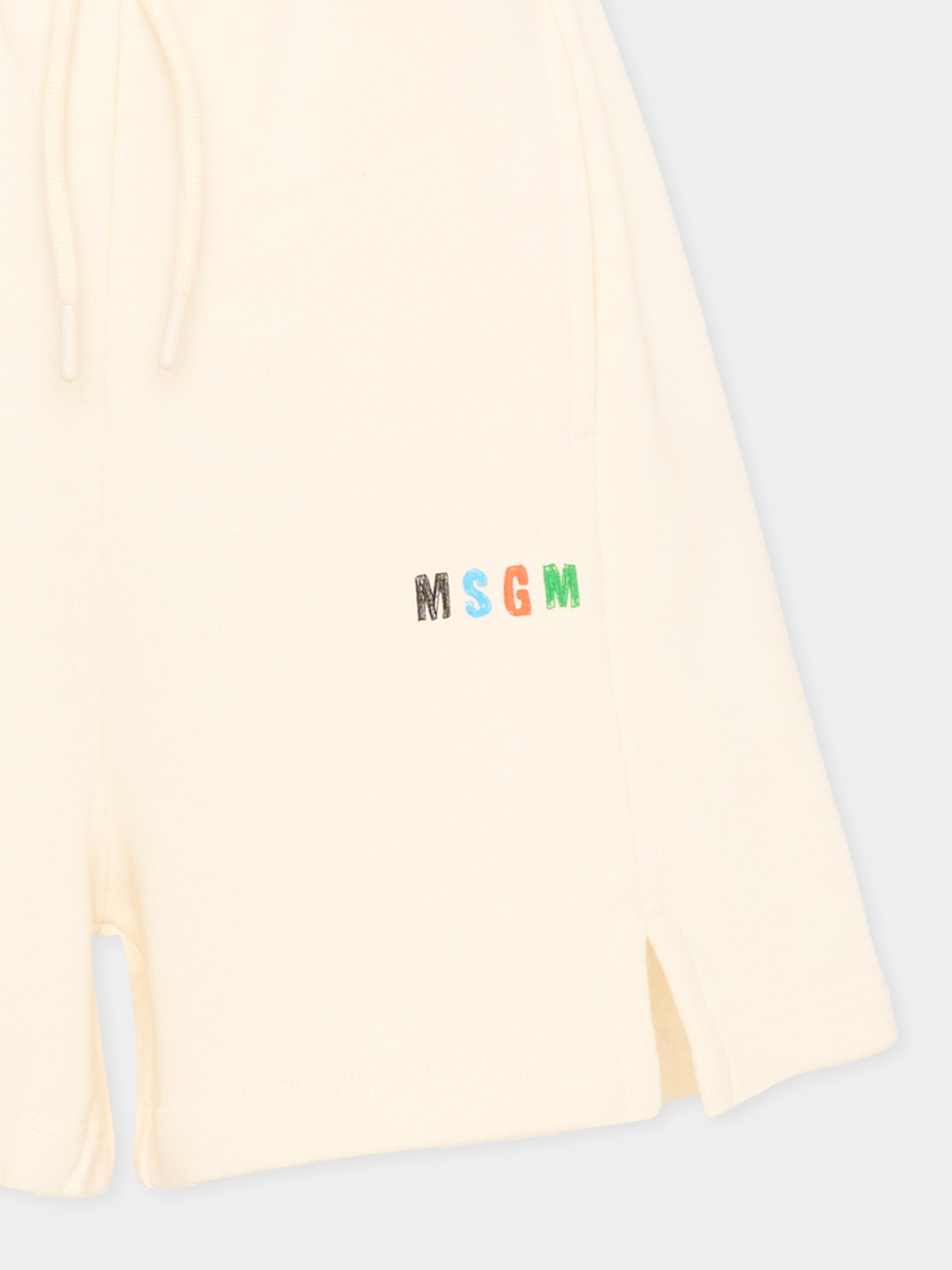 Shorts sportivi avorio per bambino con logo,Msgm Kids,S6MSJBBE235 013