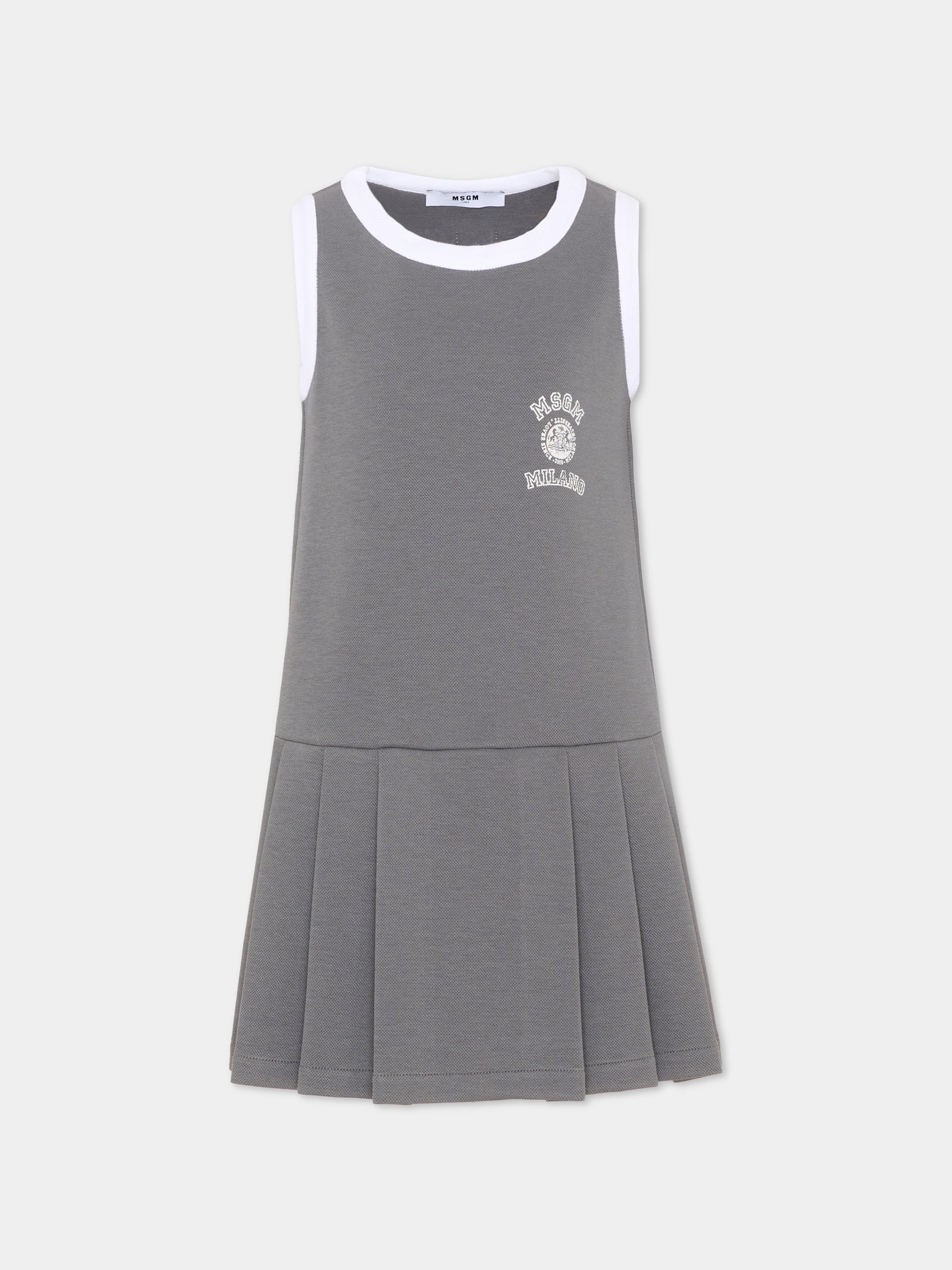 Vestito grigio per bambina con logo,Msgm Kids,S6MSJGDR035 104
