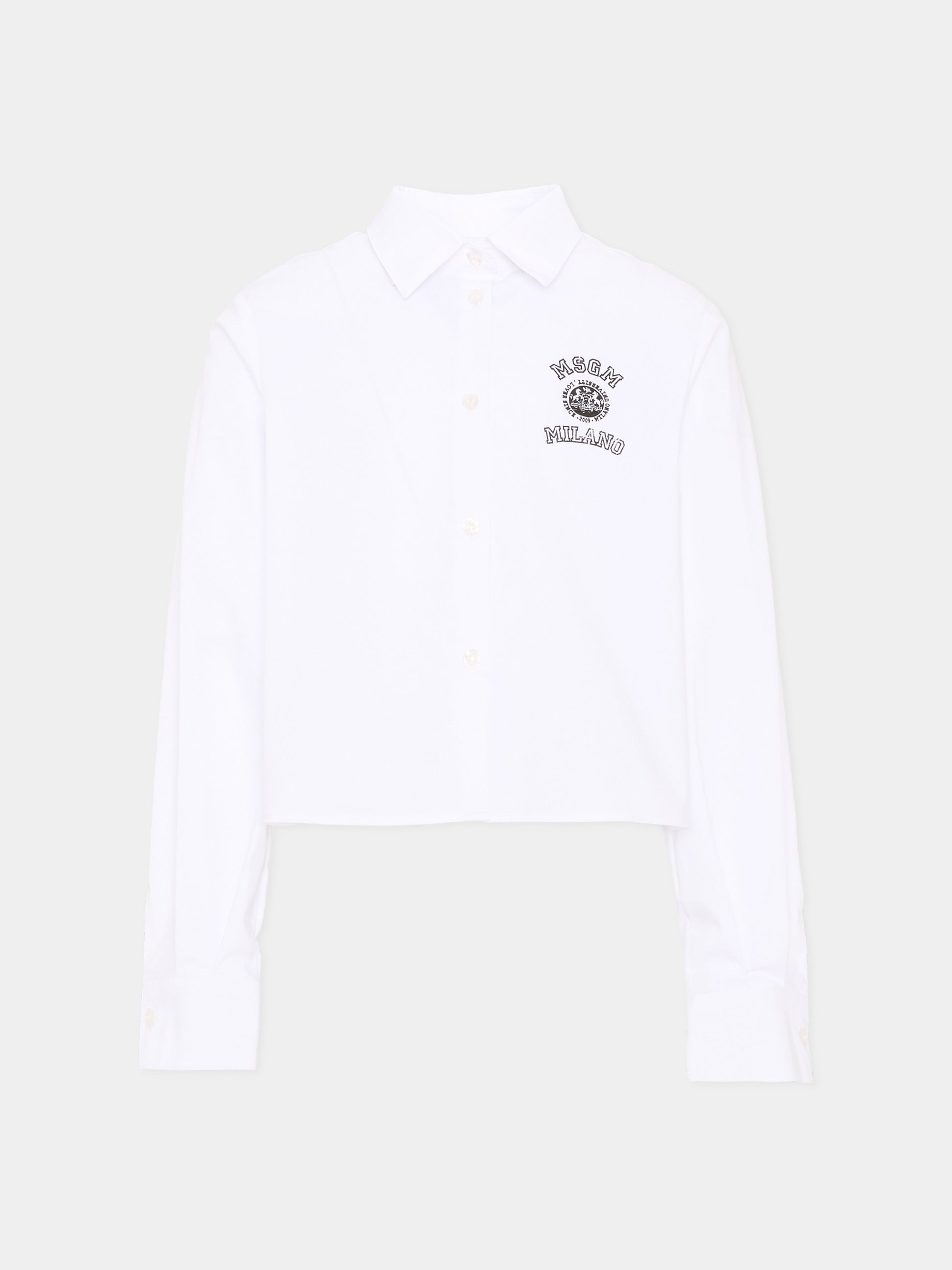 Camicia bianca per bambina con logo,Msgm Kids,S6MSJGSI026 001