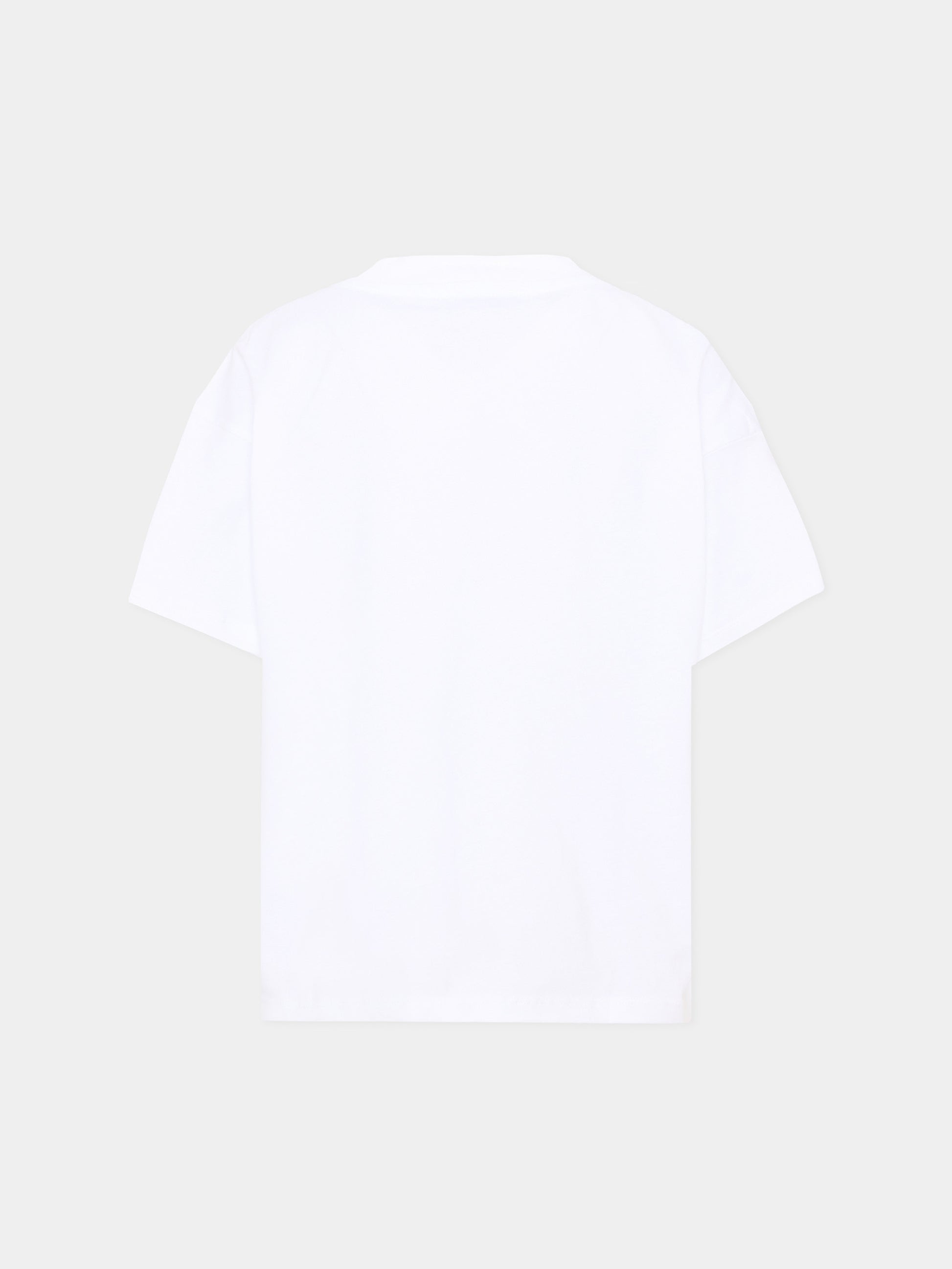T-Shirt bianca per bambina con fiore,Msgm Kids,S6MSJGTH080 001