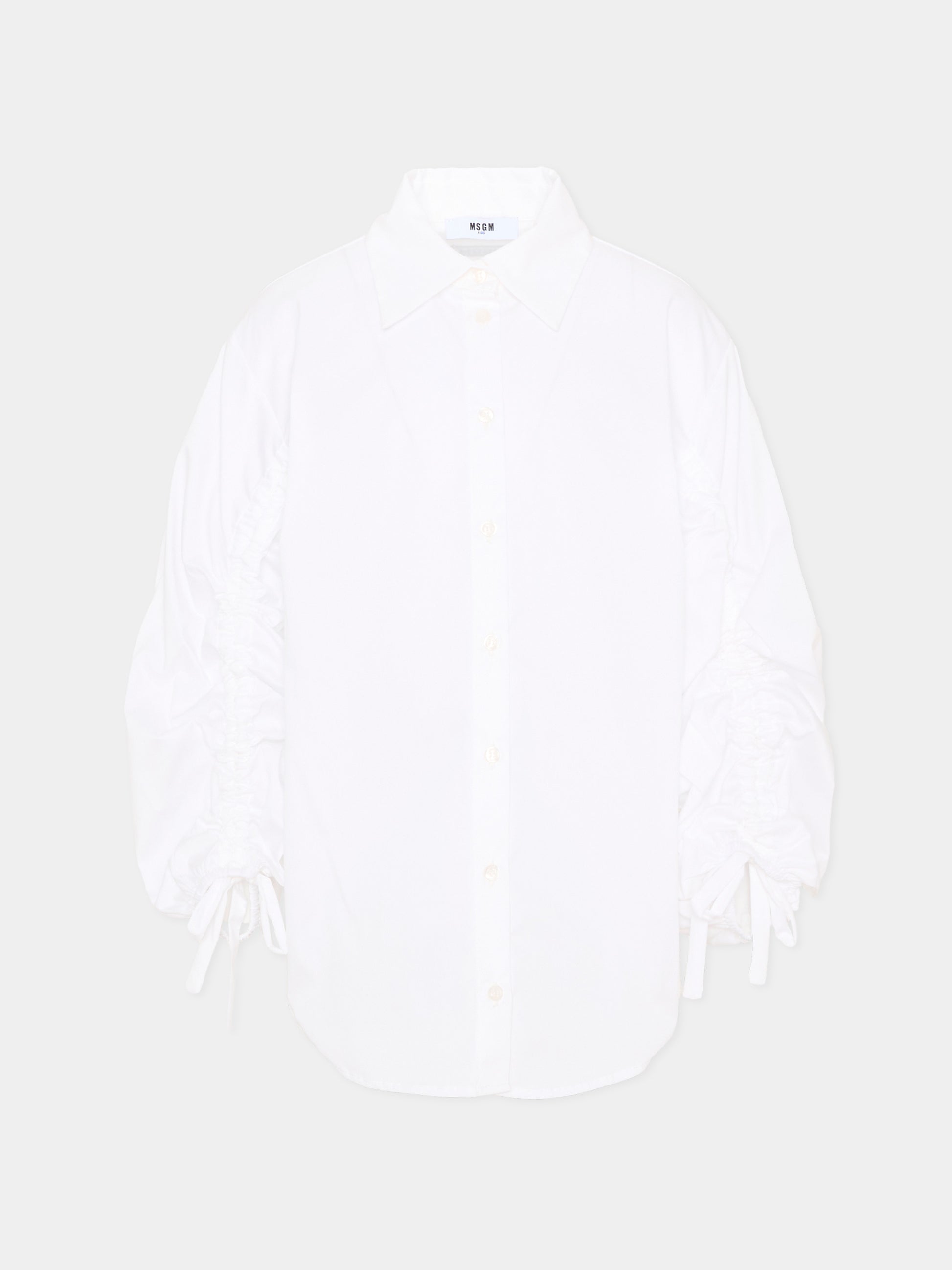 Camicia bianca per bambina con logo,Msgm Kids,S6MSJGSI084 001
