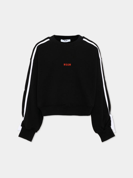 Felpa nera per bambina con logo,Msgm Kids,S6MSJGSW093 110
