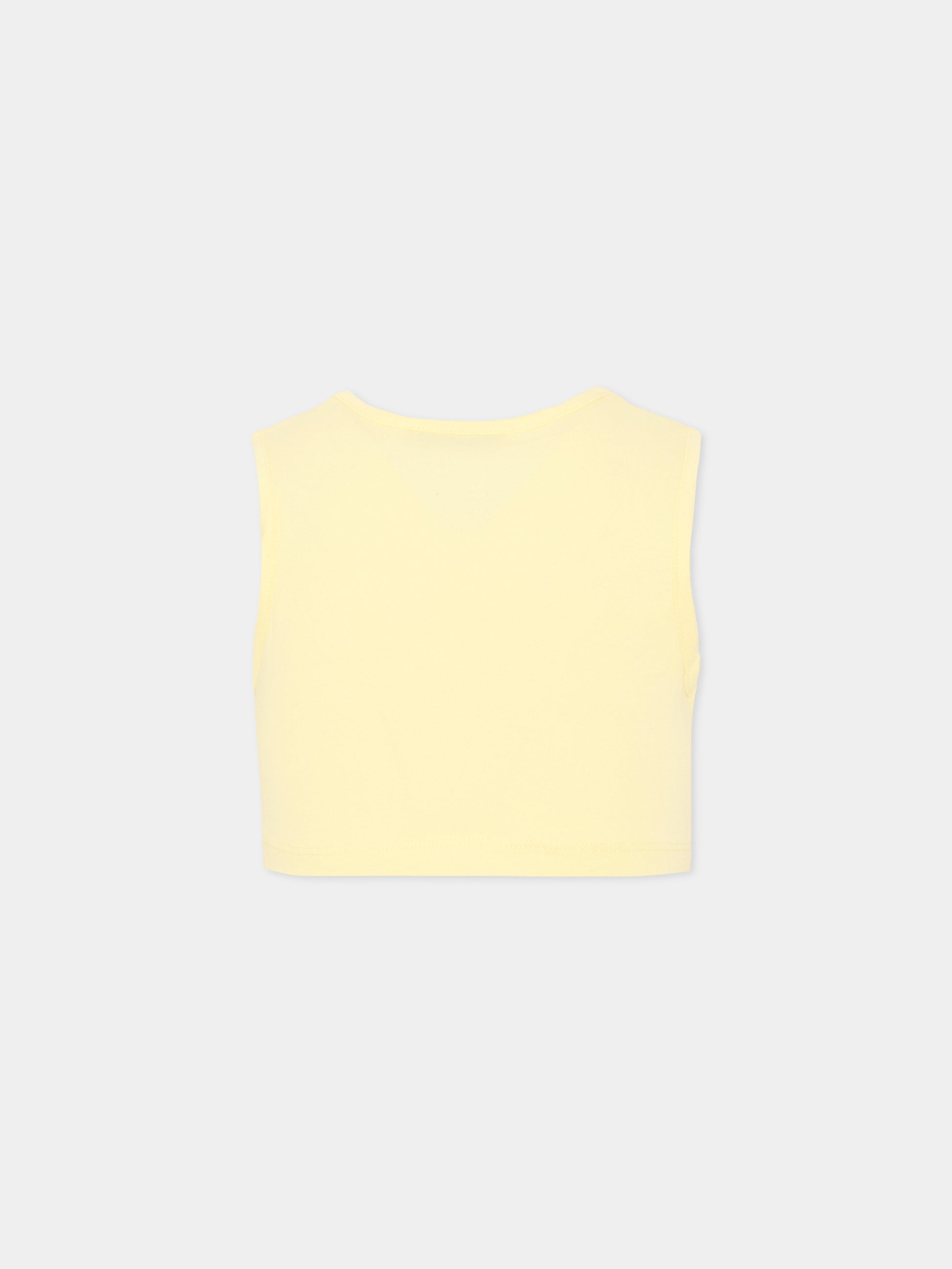 Top giallo cropped per bambina con logo,Msgm Kids,S6MSJGTO011 MS075
