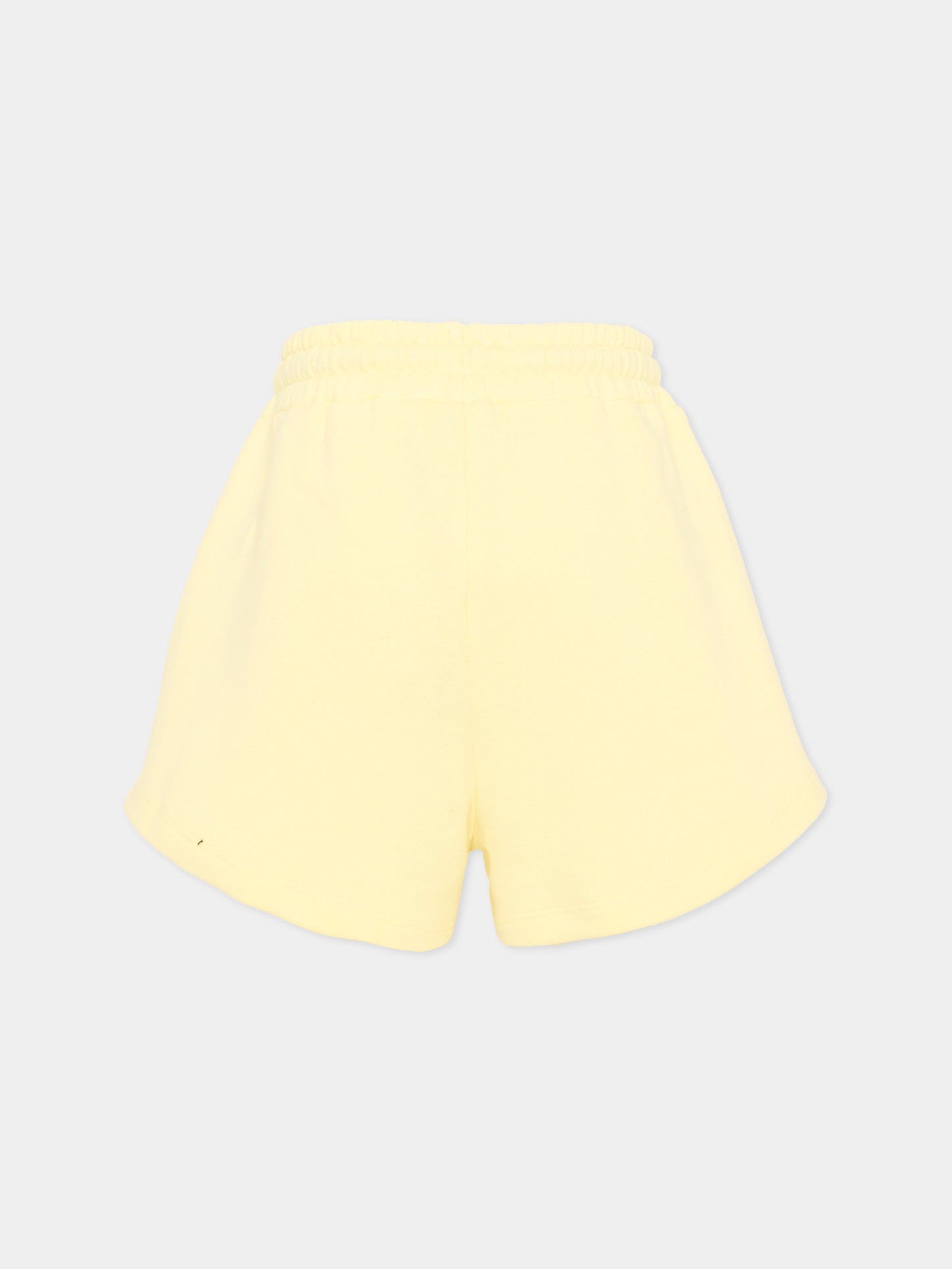 Shorts sportivi giallo per bambina con logo