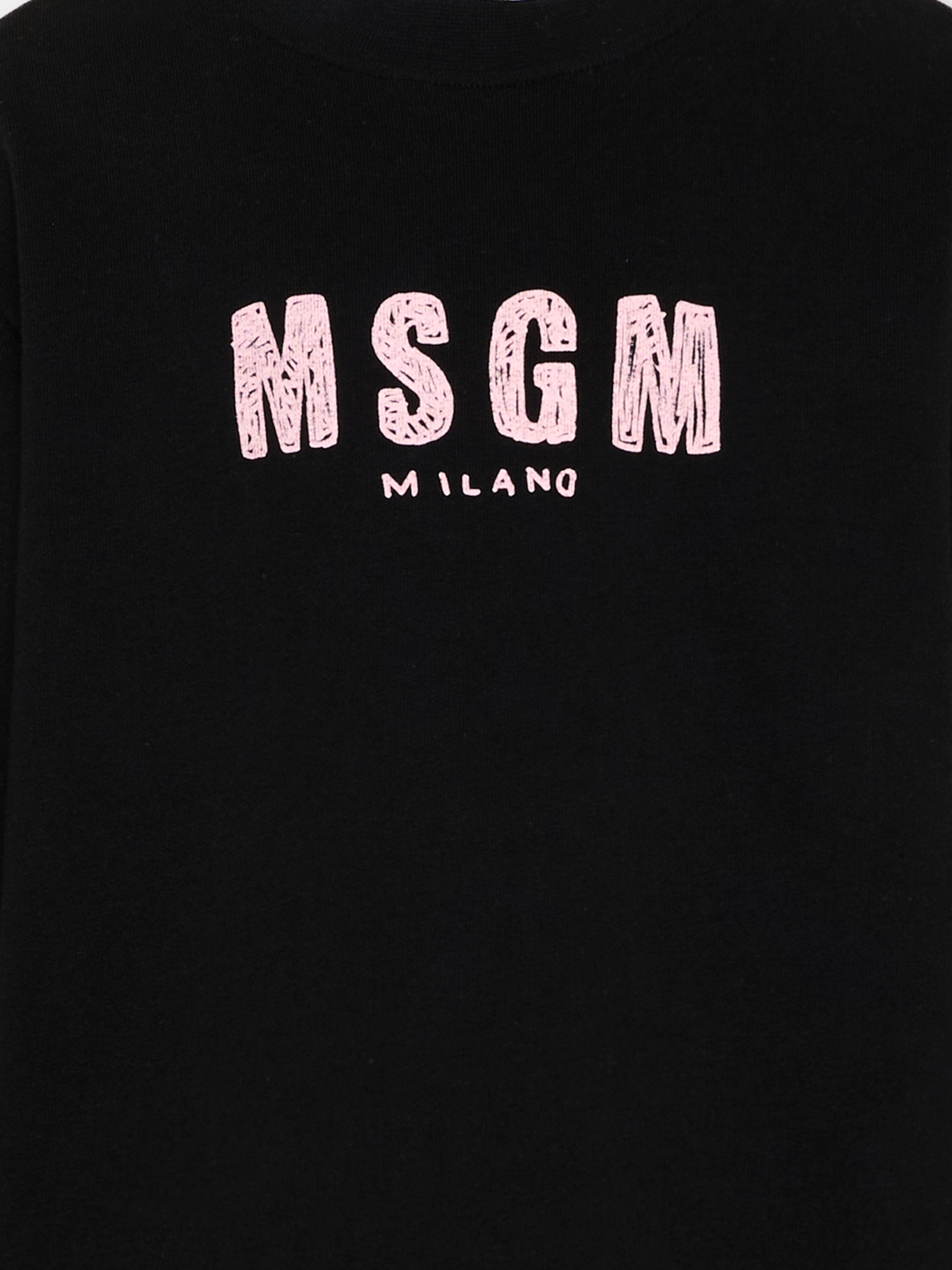 Felpa nera per bambina con logo,Msgm Kids,S6MSJUSW008 110/88