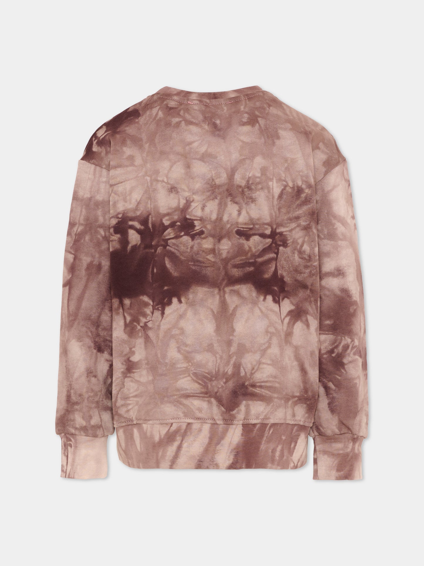 Felpa marrone tie-dye per bambino con logo,Msgm Kids,S6MSJBSW243 910