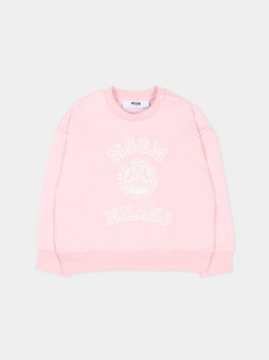 Felpa rosa per neonata con logo,Msgm Kids,S6MSUNSW267 MS076