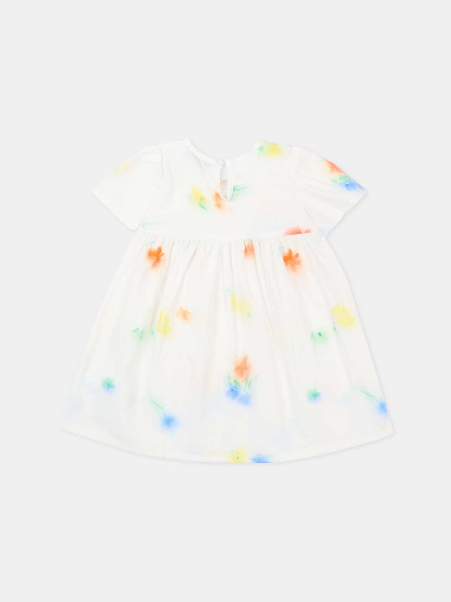 Vestito bianco per neonata floreale,Msgm Kids,S6MSNGDR273 001