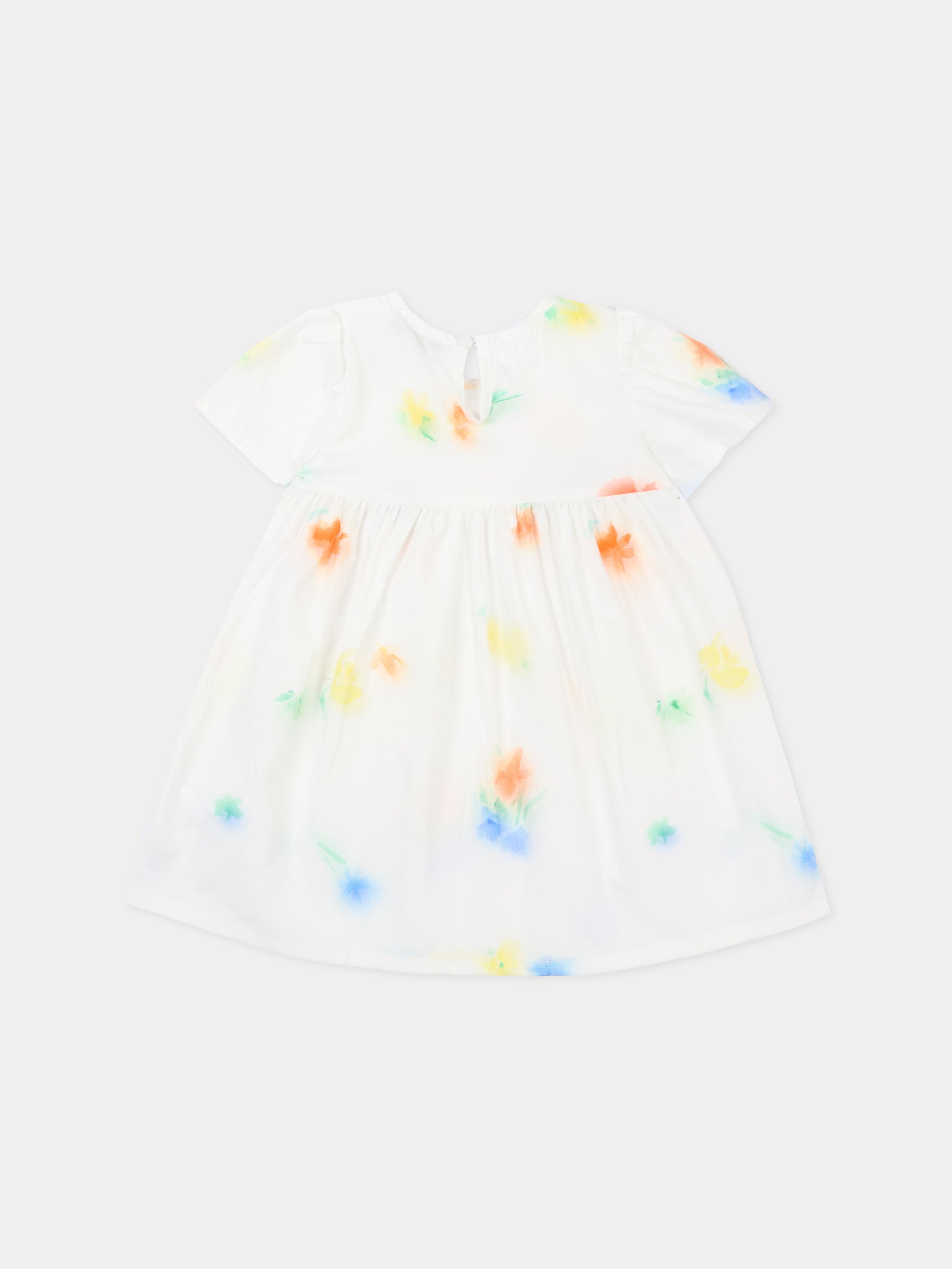 Vestito bianco per neonata floreale,Msgm Kids,S6MSNGDR273 001