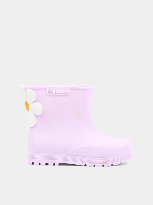 Stivali da pioggia lilla per bambina con fiore,Mini Melissa,38061 BW305 06071