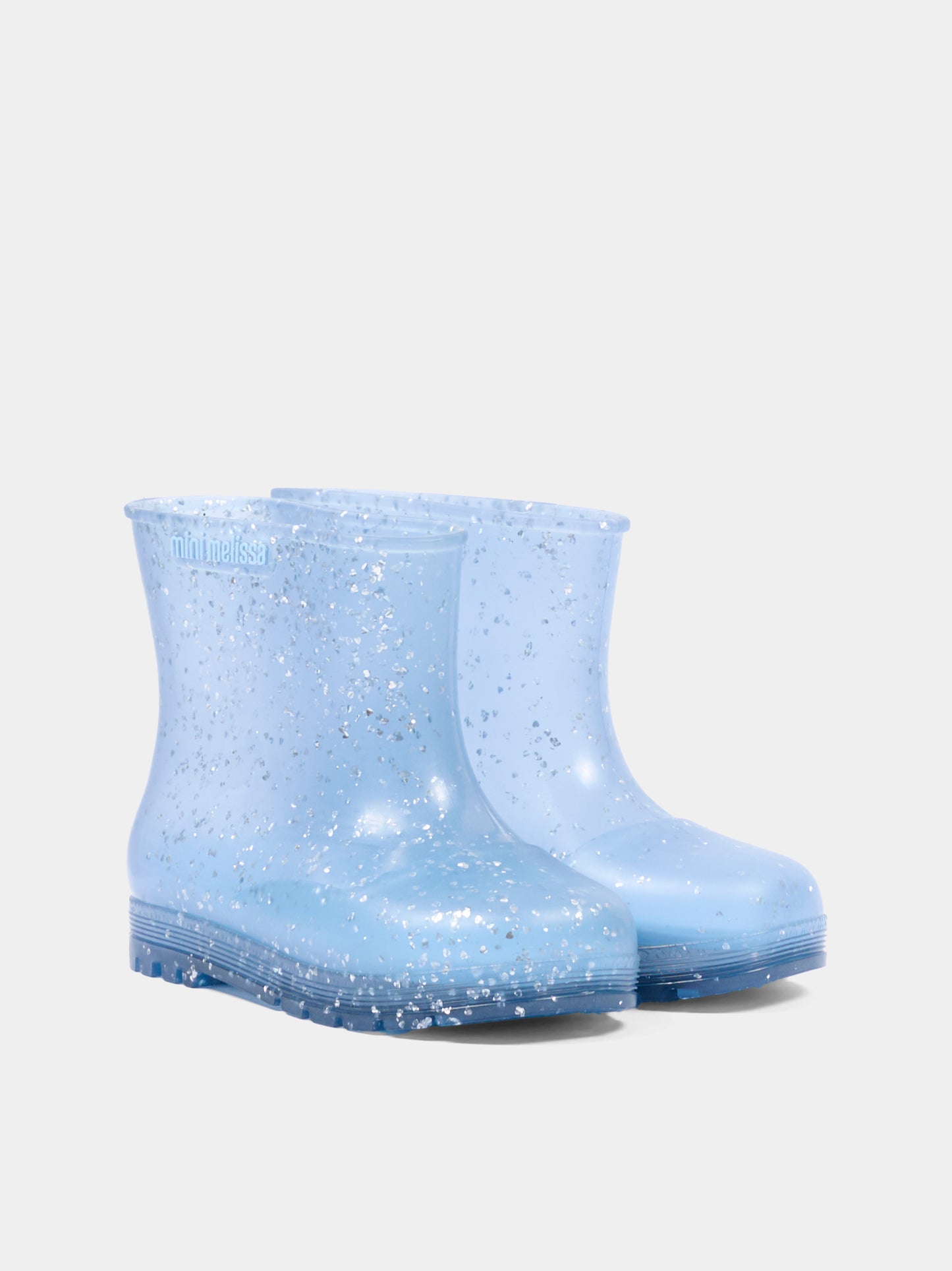 Stivali da pioggia azzurri per bambina con glitter,Mini Melissa,38072 BW130 06071