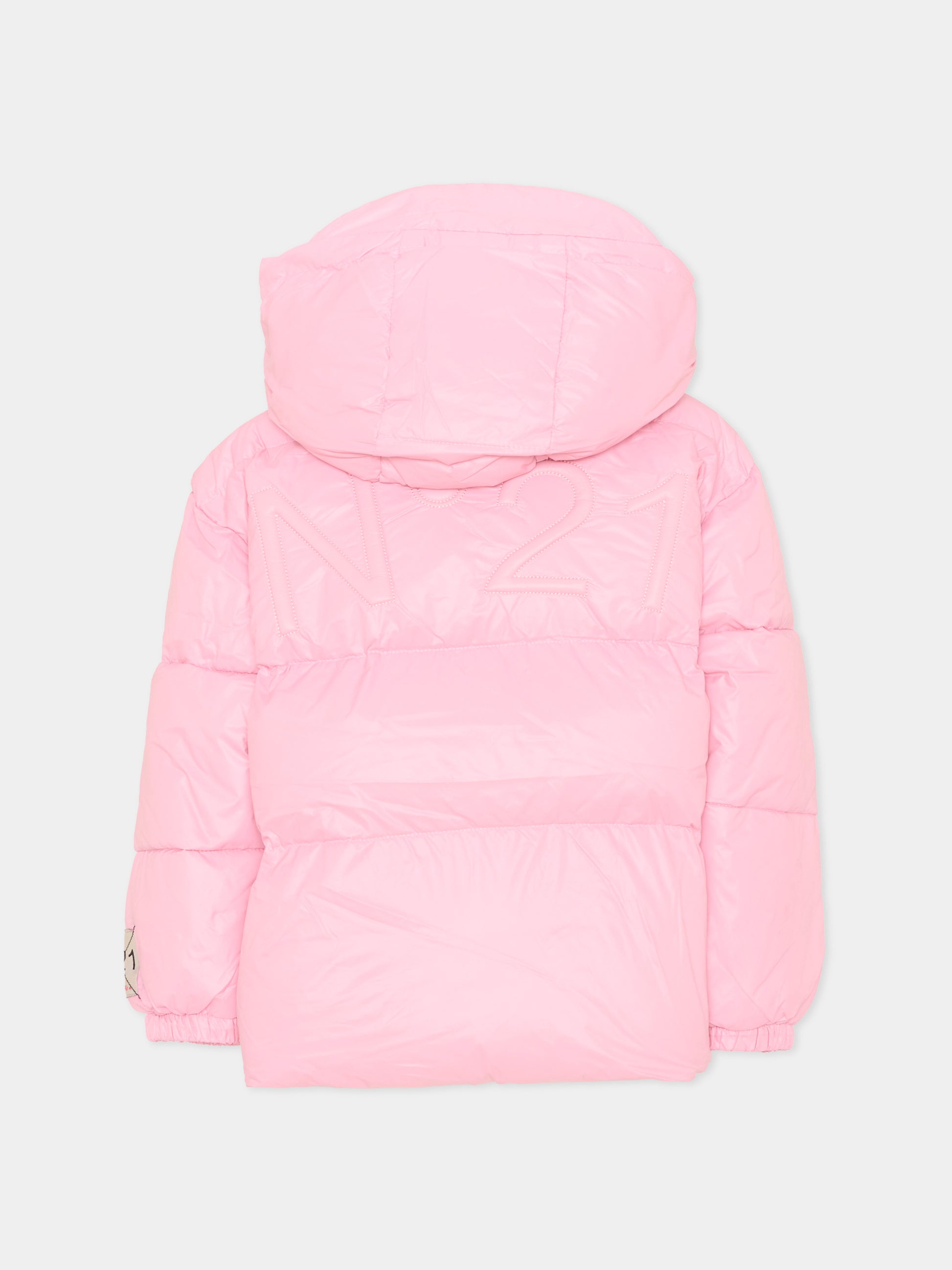 Piumino rosa per bambina con logo,N°21 Kids,N2104X N0002 0N319