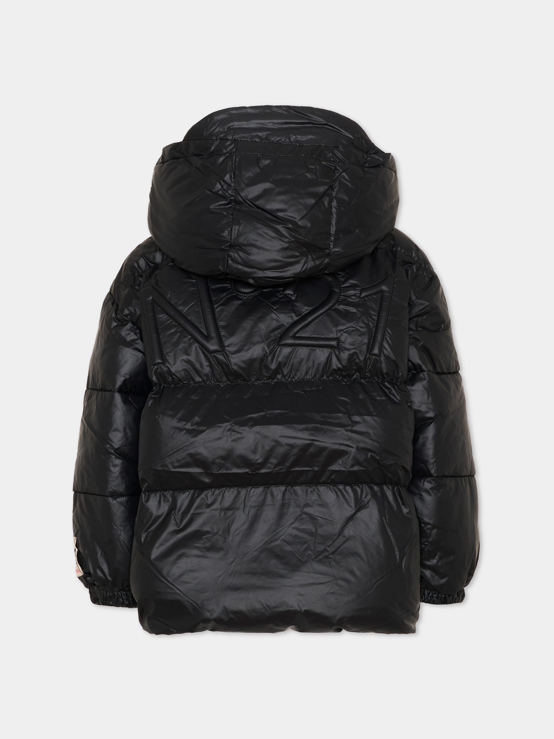 Piumino nero per bambini con logo,N°21 Kids,N2104X N0002 0N900