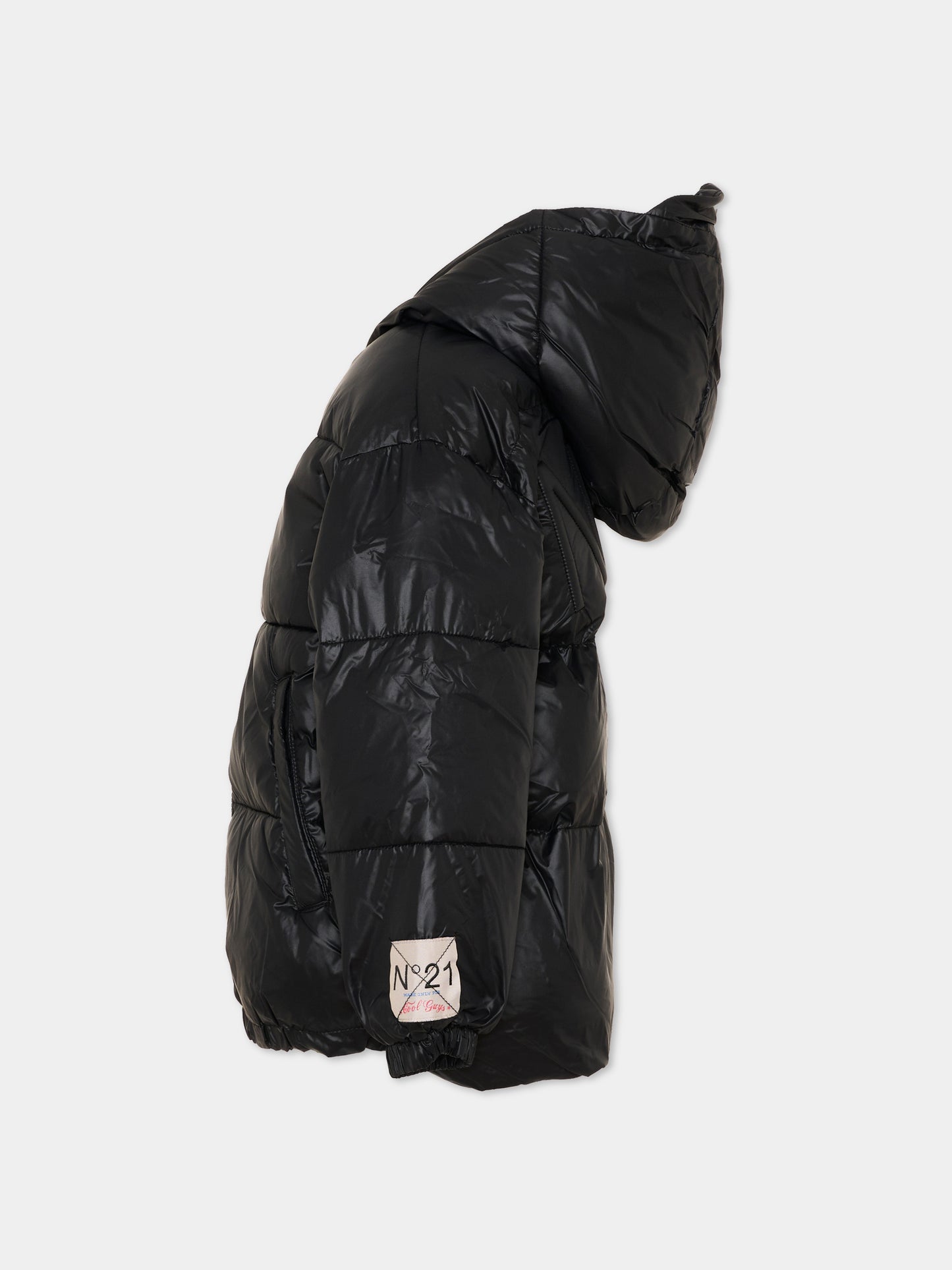 Piumino nero per bambini con logo,N°21 Kids,N2104X N0002 0N900