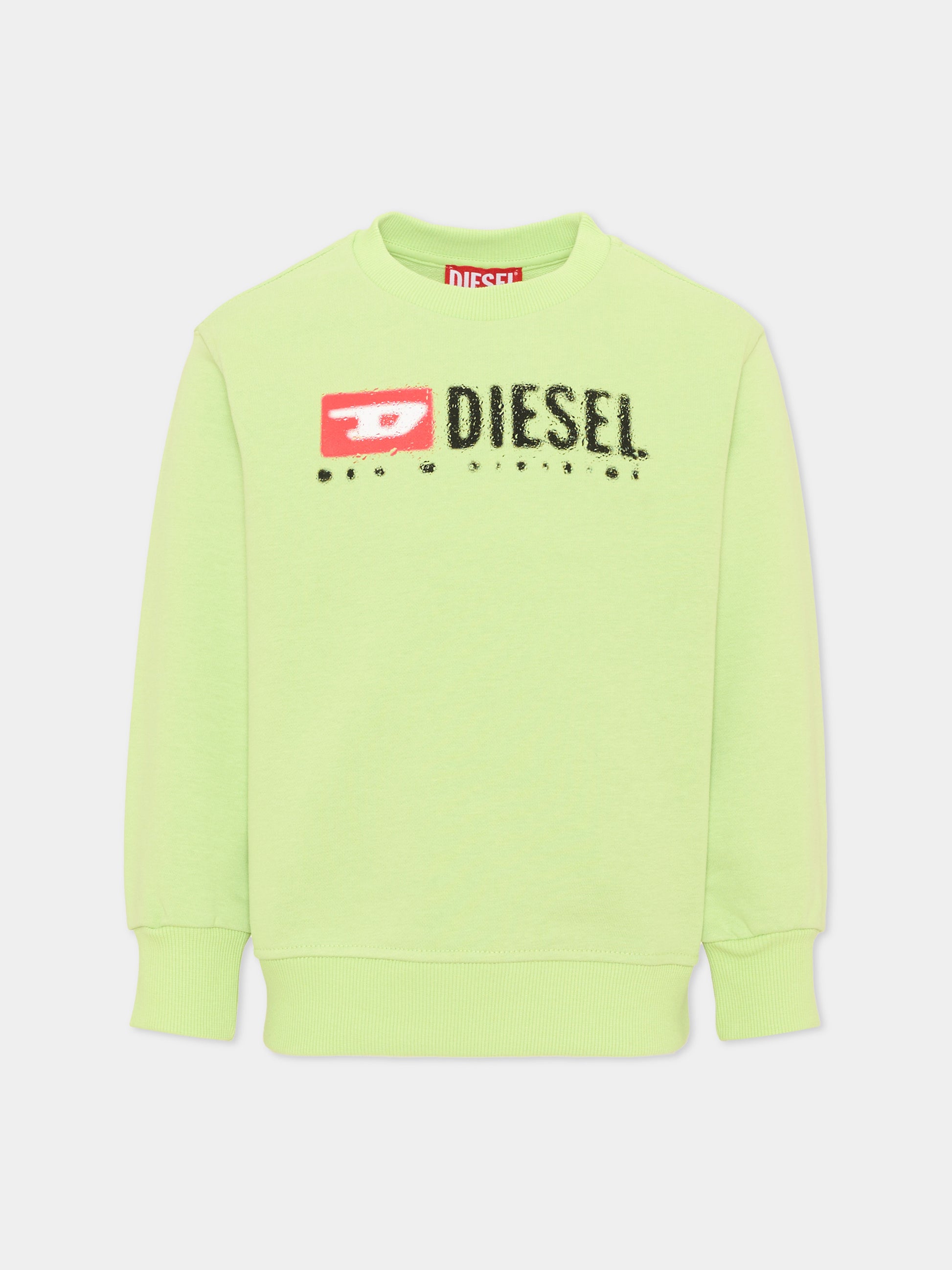 Felpa verde per bambino con logo,Diesel,J02483 KYAZ3 K504
