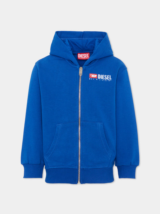 Felpa blu per bambino con logo,Diesel,J02484 KYAZ3 K89G