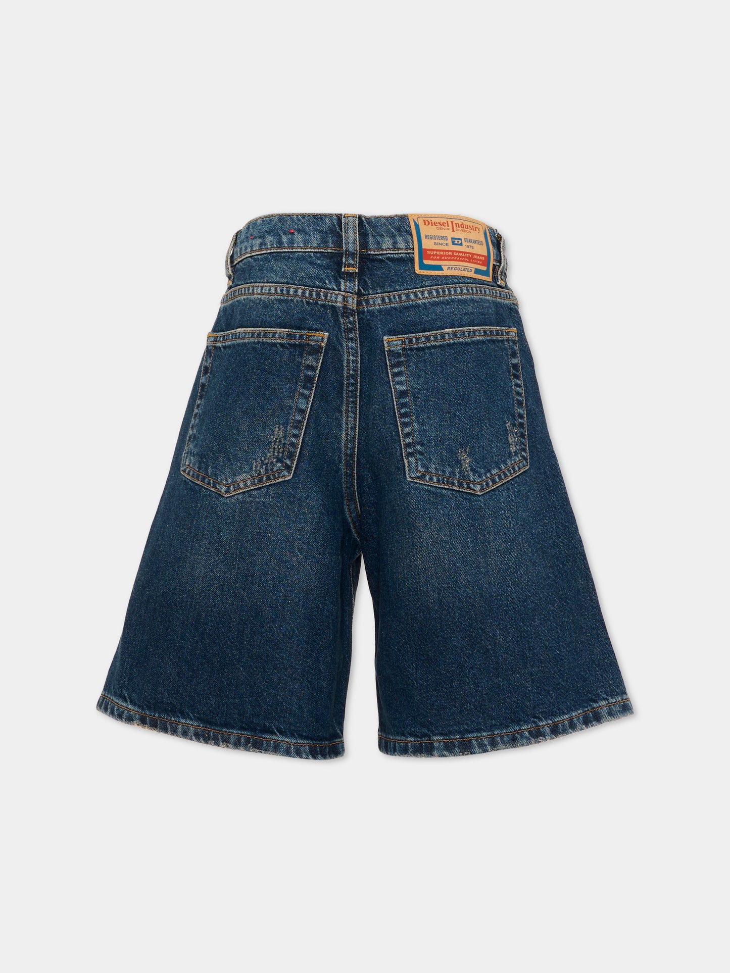 Shorts denim per bambina con patch logo,Diesel,J02345 KXBQC K01