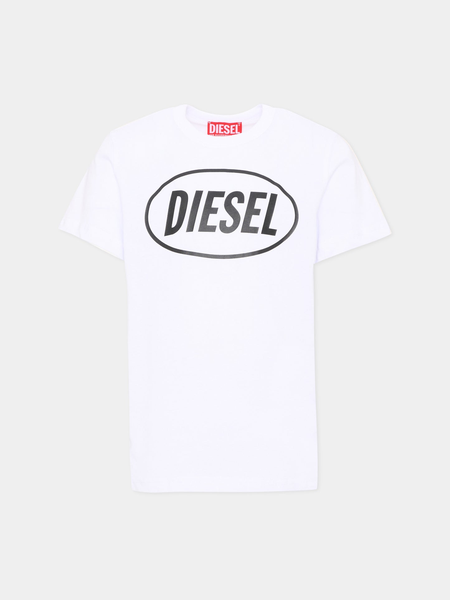 T-Shirt bianca per bambino con logo,Diesel,J02464 KYAR1 K100